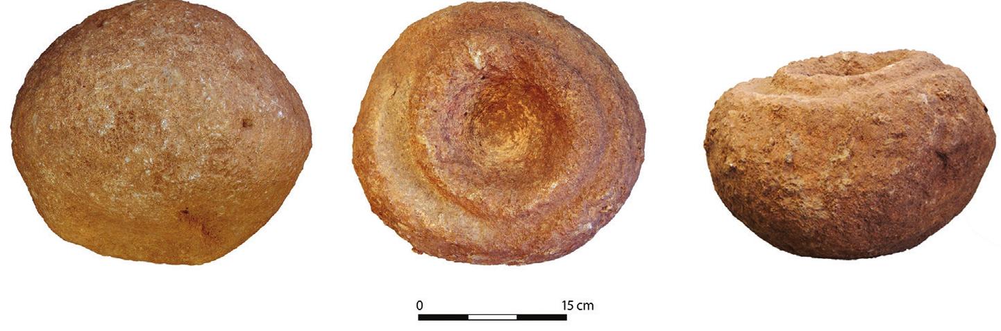 Figure 31. Complete compact basalt mortar from Early/Late Natufian context at EWT. 