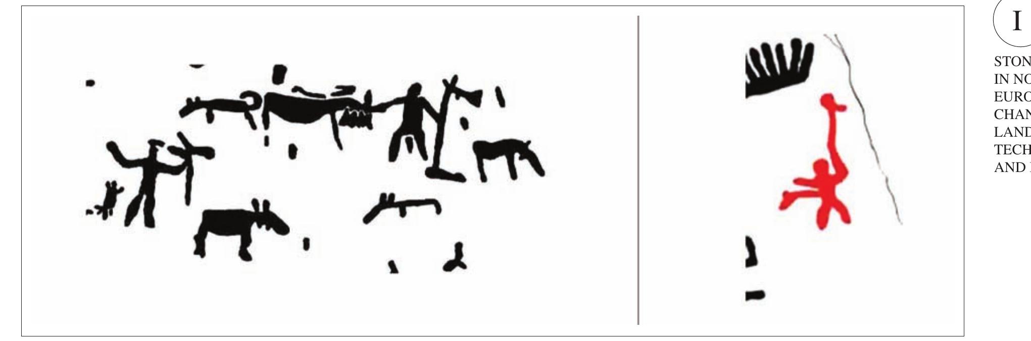 Fig. 18. Petroglyphs depicting figures with elk staffs in Namforsen (after Larsson, Brostrém 2011).  Fig. 17. Petroglyph, Alta, Norway (after Gjerde 2016). 