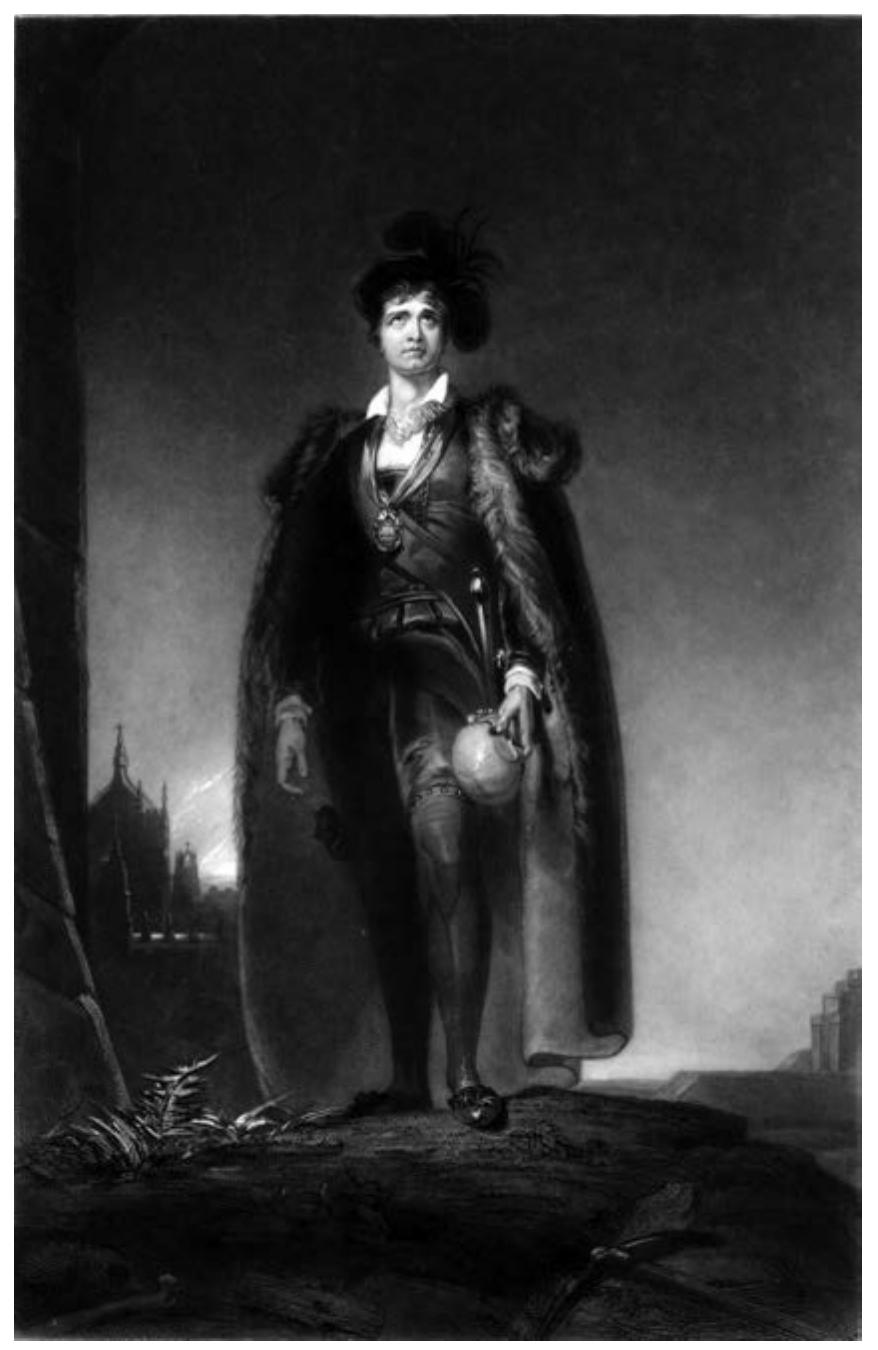 Fig. |_| John Kemble as Hamlet, mezzotint by James Egan after Sir Thomas Lawrence, © National Portrait Gallery, London. 