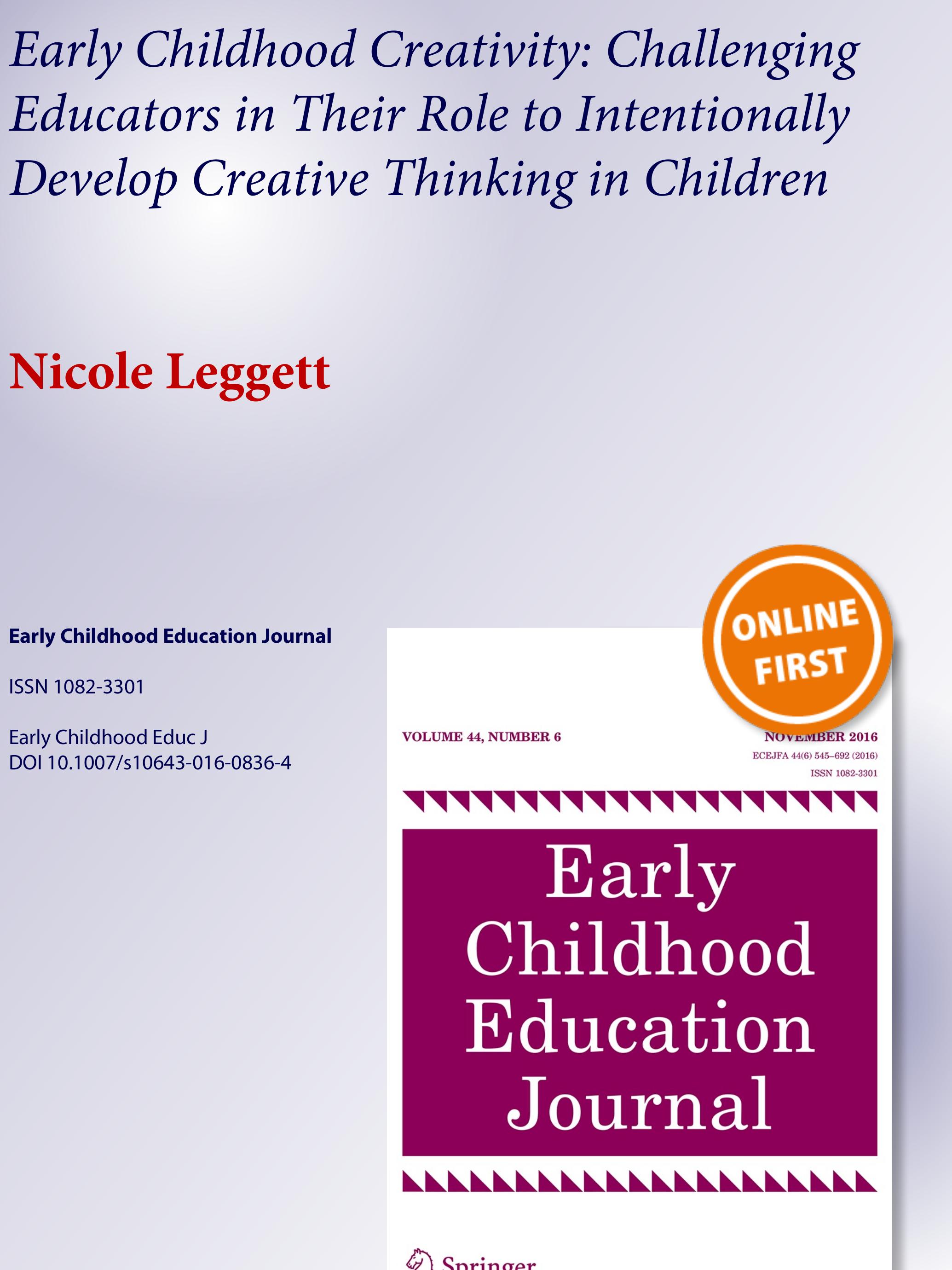 (PDF) Early Childhood Creativity: Challenging Educators in Their Role ...