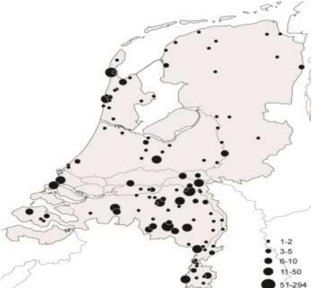 Figure 8: Distribution of all Napoleonic uniform buttons in the database up to June 2018. Source: author. 