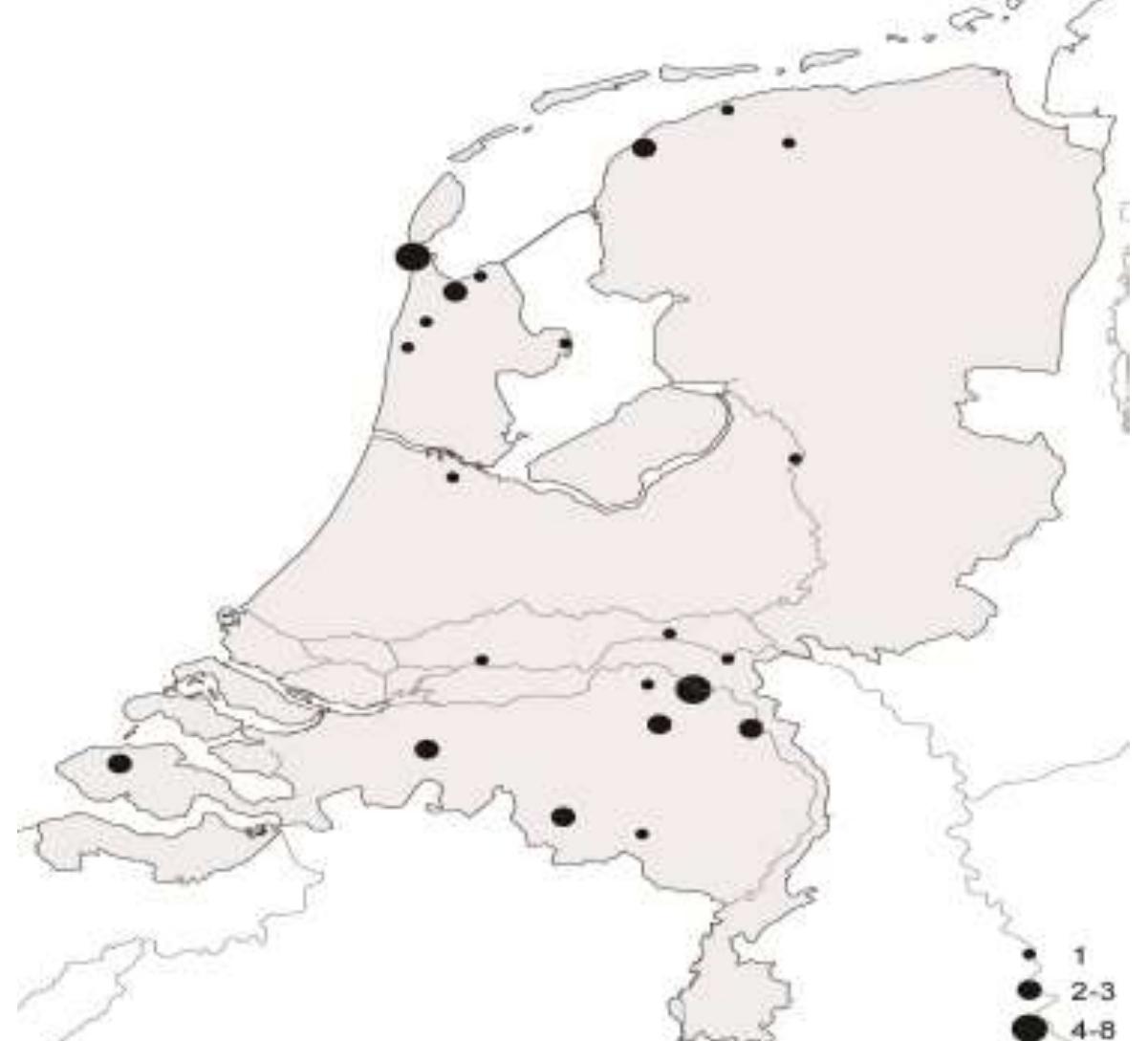 Figure 9: Distribution of all types of French and Dutch (Batavian) navy buttons. Source: author 