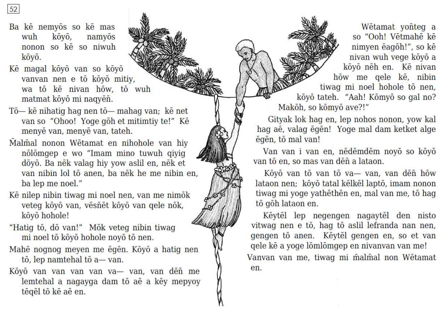 Figure 3: A page from a story book in Mwotlap, Motalava I., Vanuatu (Francois 2003) 