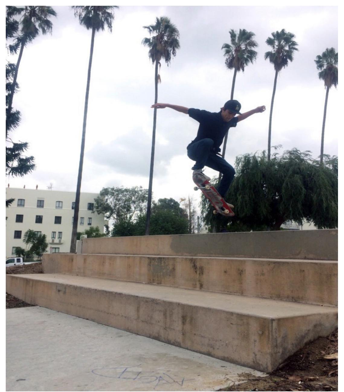 Skater jumps over two large blocks. Photo by Chris Giamarino. 