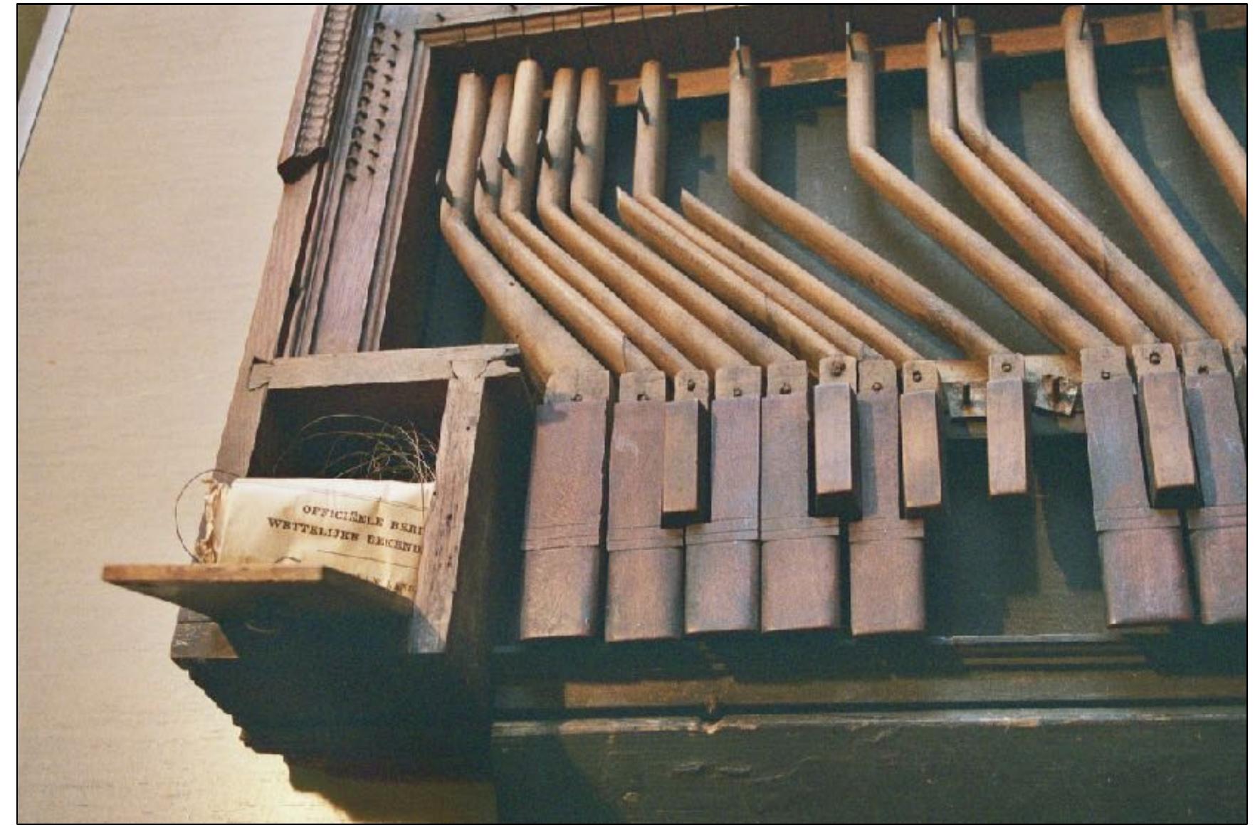 The balance-rail is covered with a strip of parchment