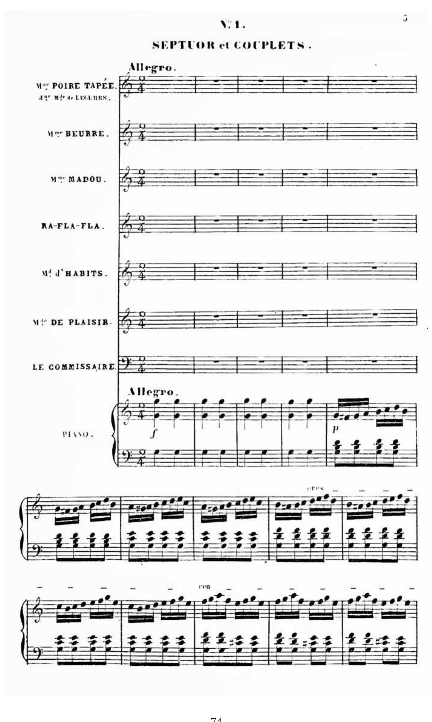 Ex. 1: Jacques Offenbach and Armande Lapointe, Mesdames de la Halle, Paris, Brandus et Dufour, 1858, pp. 3-5 