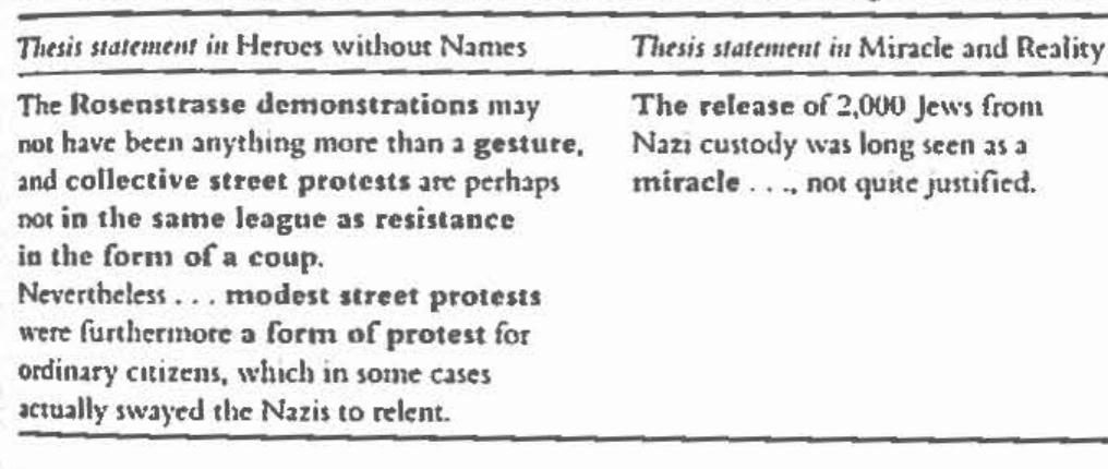 TABLE 3.6 Grammatical Metaphors and Thesis Statement in Two Argumentative Texts  Furthermore, the genre analysis of the ways historical meanings unfold 19 argumentative texts leads to a focus an GMs (grammatical metaphors), offer expressed as nominalizations, that help condense and package specific events 2 objectified abstractions that can be related to other events and further explained interpreted, and evaluated. In the Hermes without Names and Miracle and Reat ity, the ewo argumentative texts in the unit, students identify instances wher dynamic events appear as static absteactzons realized through nominalization: that are juxtaposed with other events or evaluated, frequently through othe nominalizations. On the one hand, this exercise expands learner vocabular) 
