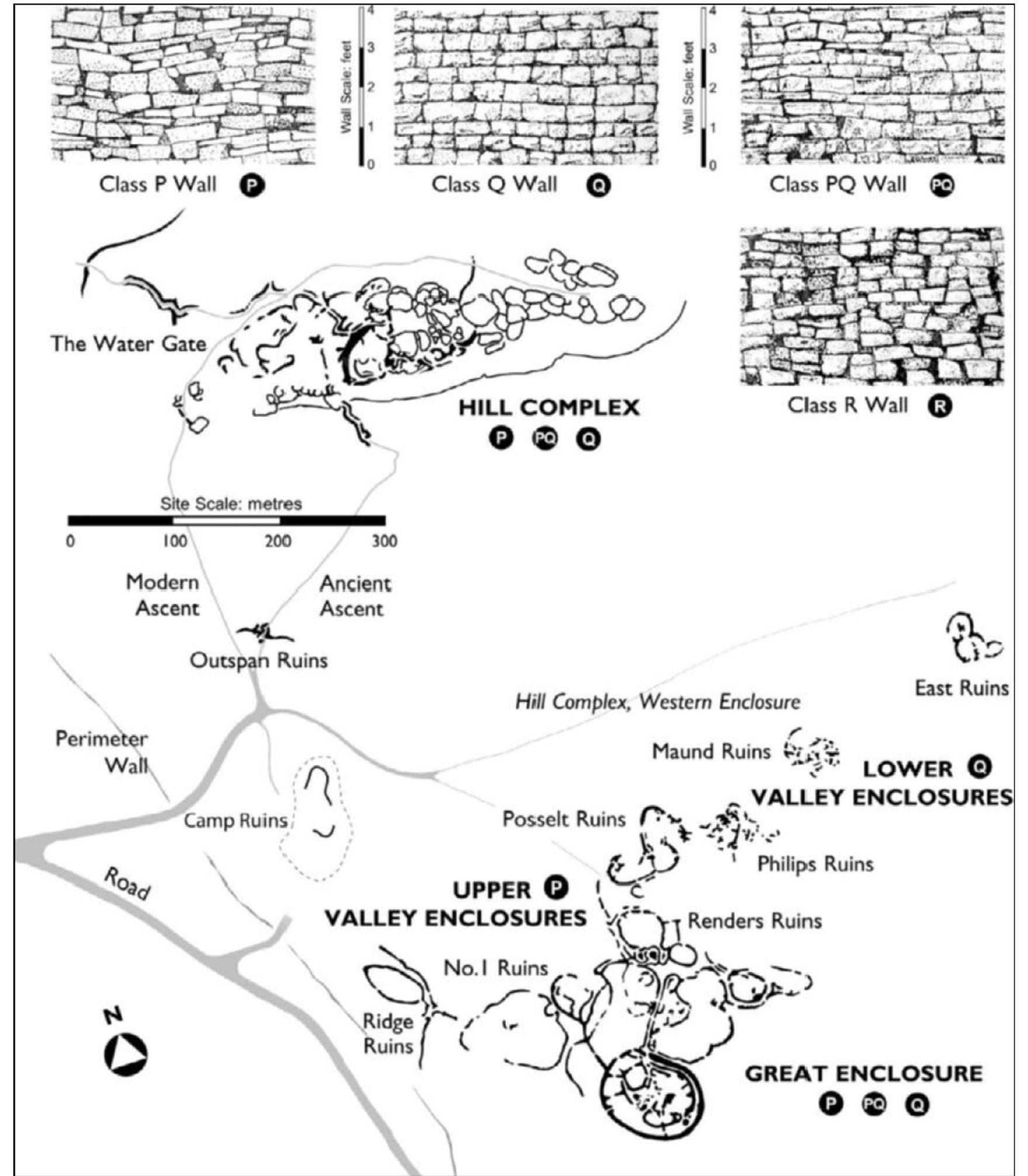 Great Zimbabwe is a Wold Heritage Site, acclaimed for its unique artistic and architectural achievements. It represents the remains of a Shona civilisation that flourished between the 11th and 17th centuries. The site consists of the Hill Complex, the Great Enclosure, and the Valley Enclosures (see Fig. 3). During the 16th century, the Portuguese on the east coast of Africa made reference to it as an important economic and politi- cal centre. At the time of European contact at the end of the 19th century, Great Zimbabwe was well known to the local inhabit- ants who, by that time, only utilised it for religious purposes  FIG. 3. Plan of Great Zimbabwe showing the various constituent enclosures (after Chirikure, Pollard, et al. 2013)  (see Matenga 2012). The control of the site was so important to the local chiefs that they saw its custodianship worth quarrel-  ing over (see Burke 1969; Fontein 2006). Probably the earliest European to reach Great Zimbabwe was Jan Adam Renders, a German-American hunter and trader who lived at Great Zimbabwe and established a trading post there in 1868. The best known description of Great Zimbabwe was by German geologist Carl Gottlieb Mauch in 1871. Using the prevailing myth and fable of his time, Mauch opined that Great Zimba- bwe had been built at the instruction of the Queen of Sheba  (Burke 1969). The involvement of Renders and Mauch at Great Zimbabwe has been linked with the collection of several  artefacts — and inevitably also theft — as suggested in Mauch’s diaries (see Matenga 2012). In 1891, Cecil John Rhodes commis-  sioned British archaeologist  ames Theodore Bent to carry out  archaeological investigations at Great Zimbabwe. These inves- tigations were meant to prove that Great Zimbabwe had  Semitic connections. Indeed,  Bent was happy to oblige and  echoed Rhodes’ thinking that Great Zimbabwe was not built by 