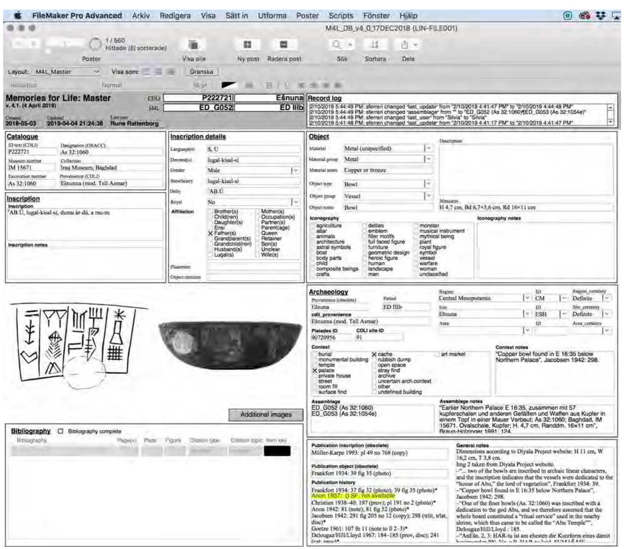 n the database : Filemaker Master file 