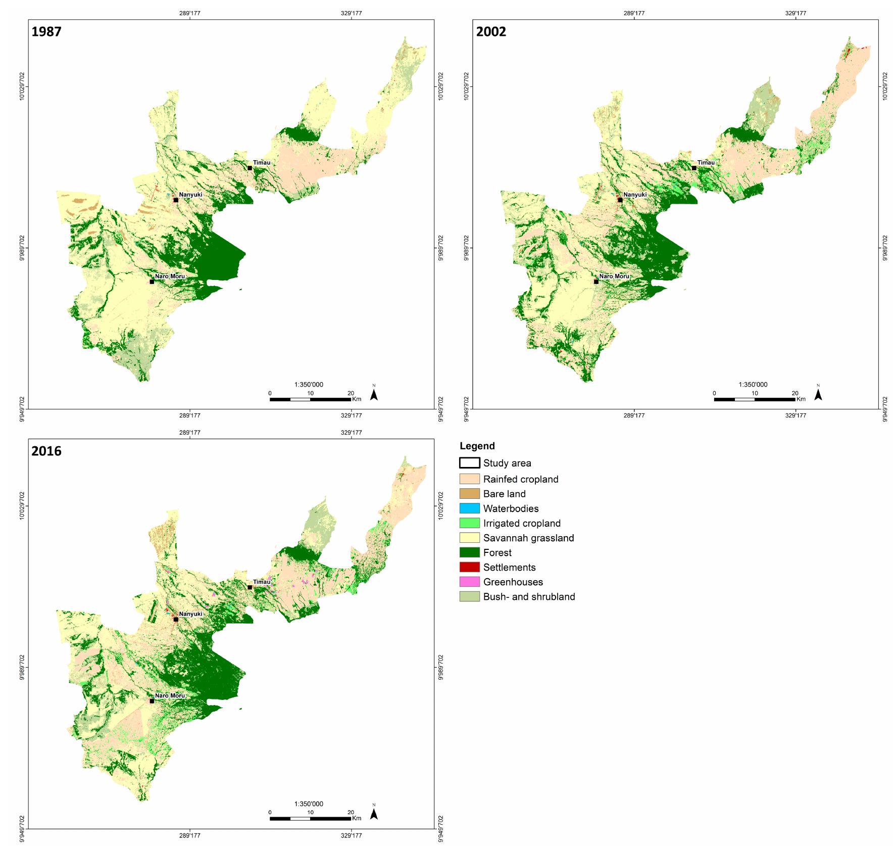 Land cover and land use classification maps of the study