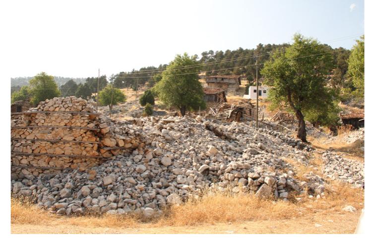 Figure 1. A view of a village abandoned for socio cultural and economic reasons: Sarthacilar Village in Antalya, Turkey.  for life in big cities, hopes for a better life or the desire to change social sta- tus are grouped as socio-cultural and economic reasons for abandonment of rural areas. 