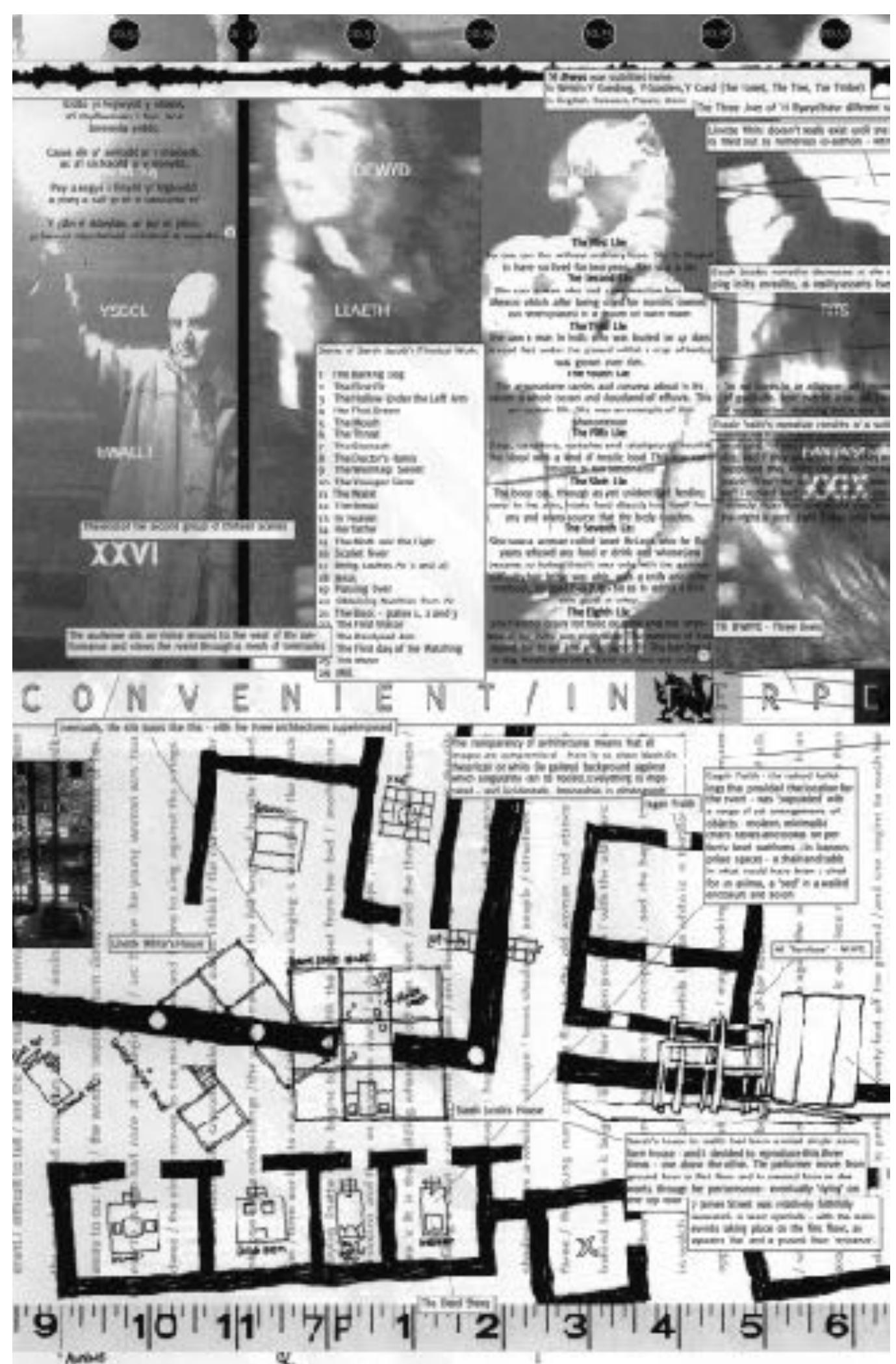 Image 11. Tri Bywyd (Three Lives): documentation of the site specific performance by Brith Gof. Cliff McLucas 1998, published 2000, with photography by Michael Shanks. 