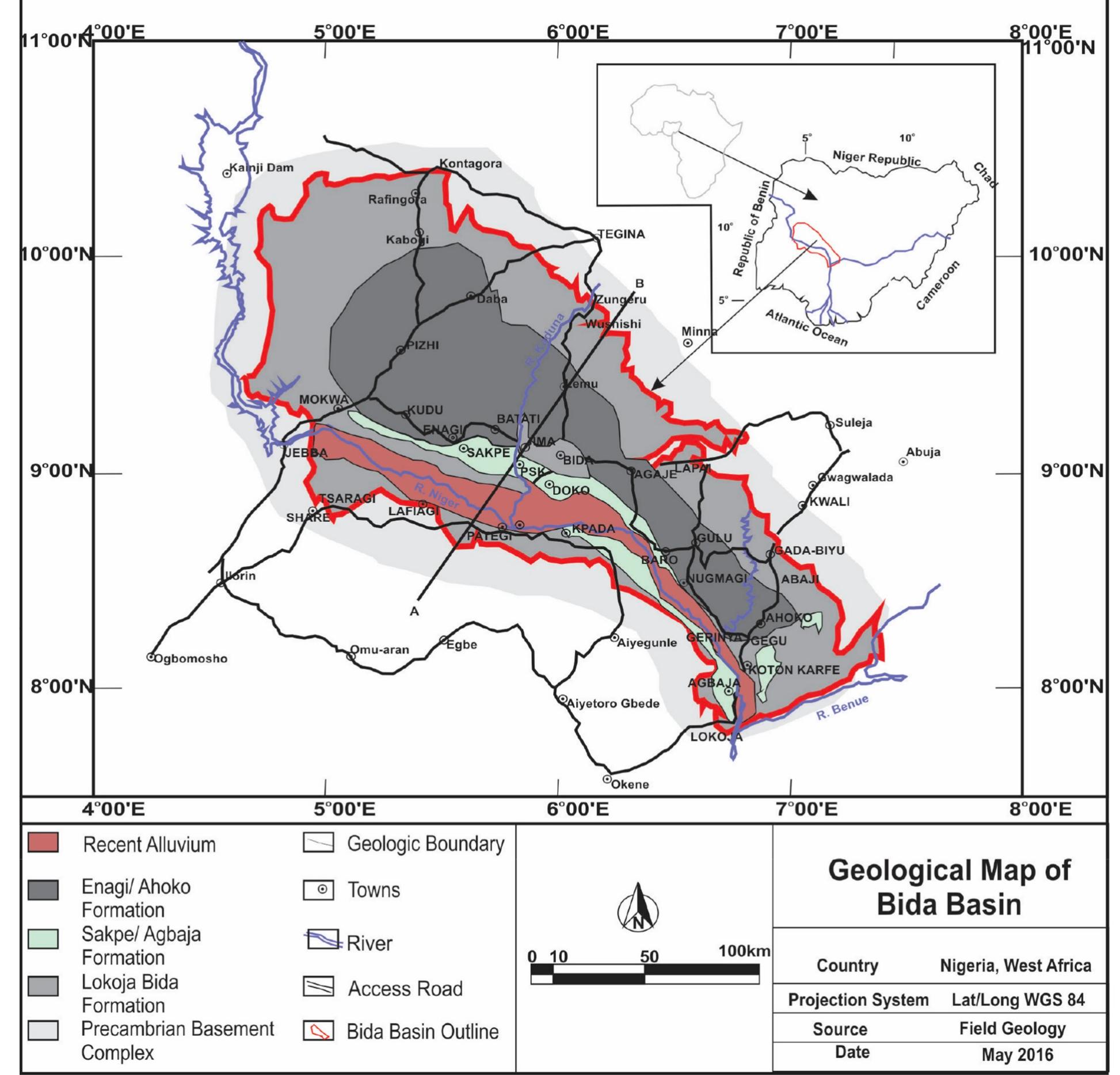 New geological map of the bida basin.