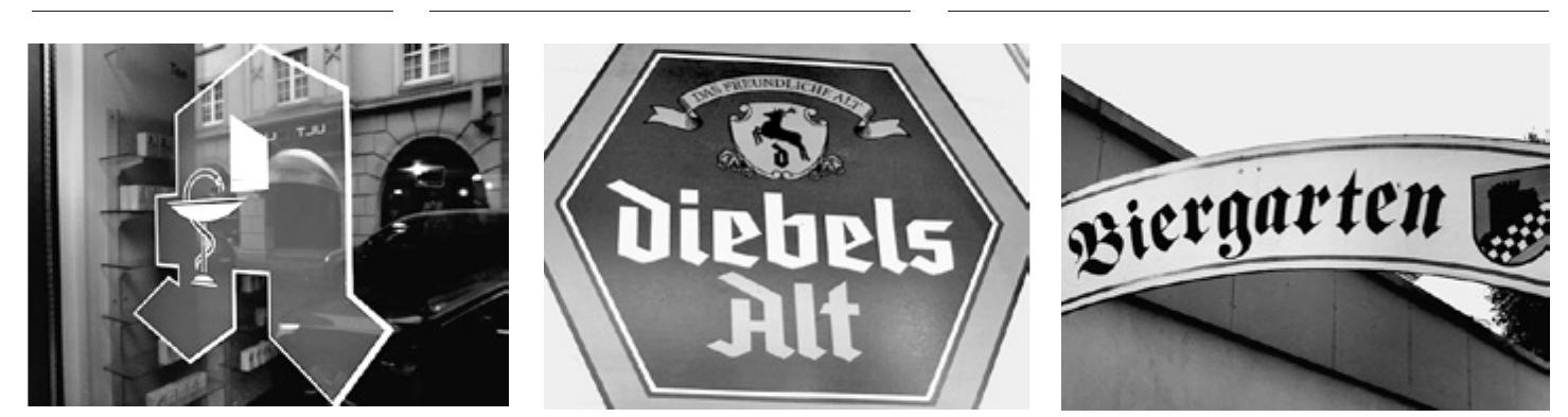 From left to right: 24 German Pharmacy Logo (SMC 10953), 25 Regional German beer brand (SMC 267) 26 Traditional German restaurant (SMC 2784) 