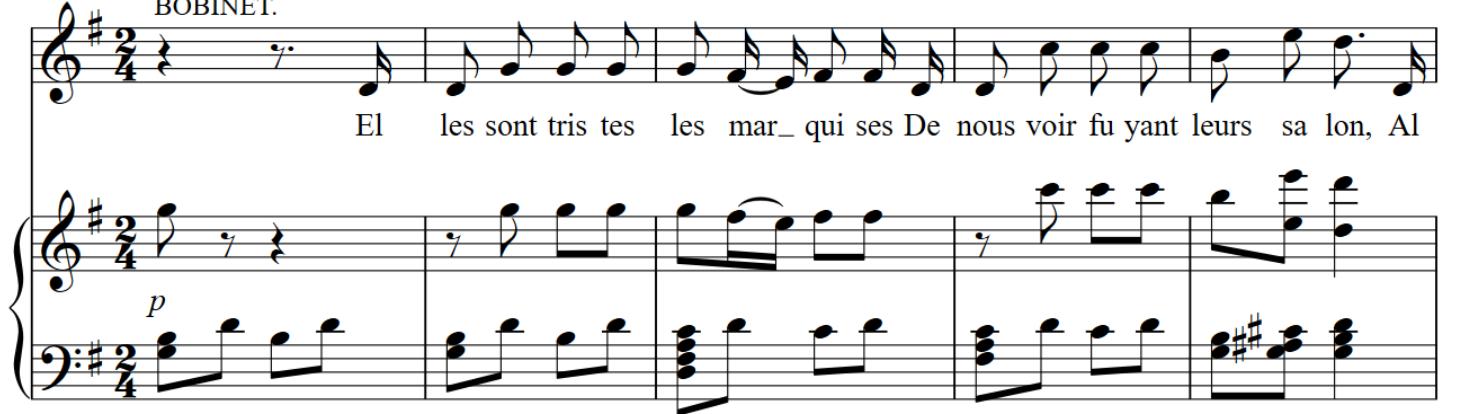 Example 1: “Elles sont tristes les marquises,” Act 1, La Vie parisienne. 