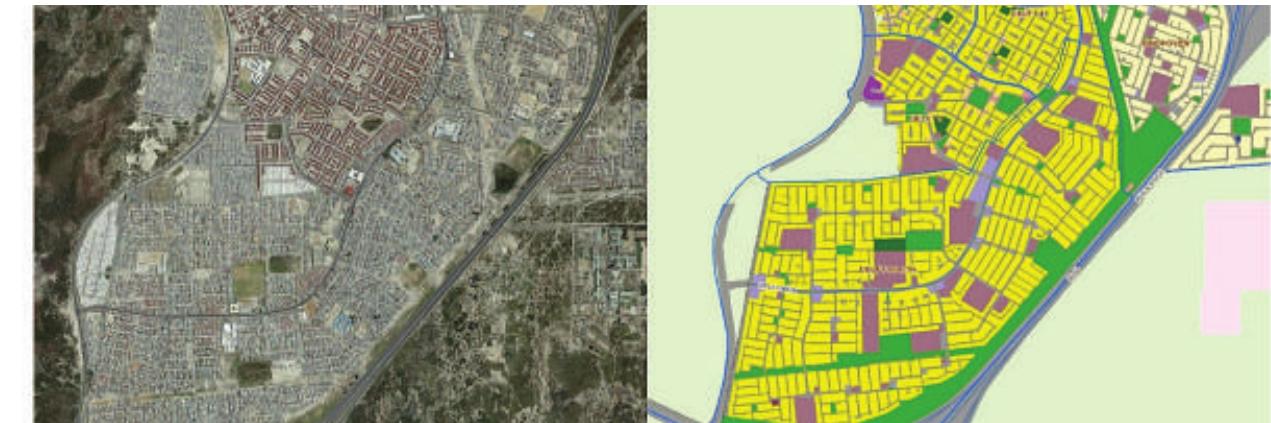 Figure 11: Aerial image and land use map of Delft South,  Source: Google, 2018 and City Maps Viewer, 2018 
