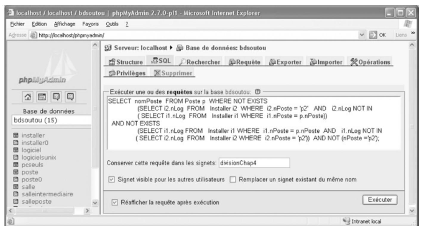 Figure 10-21 Requéte SQL 