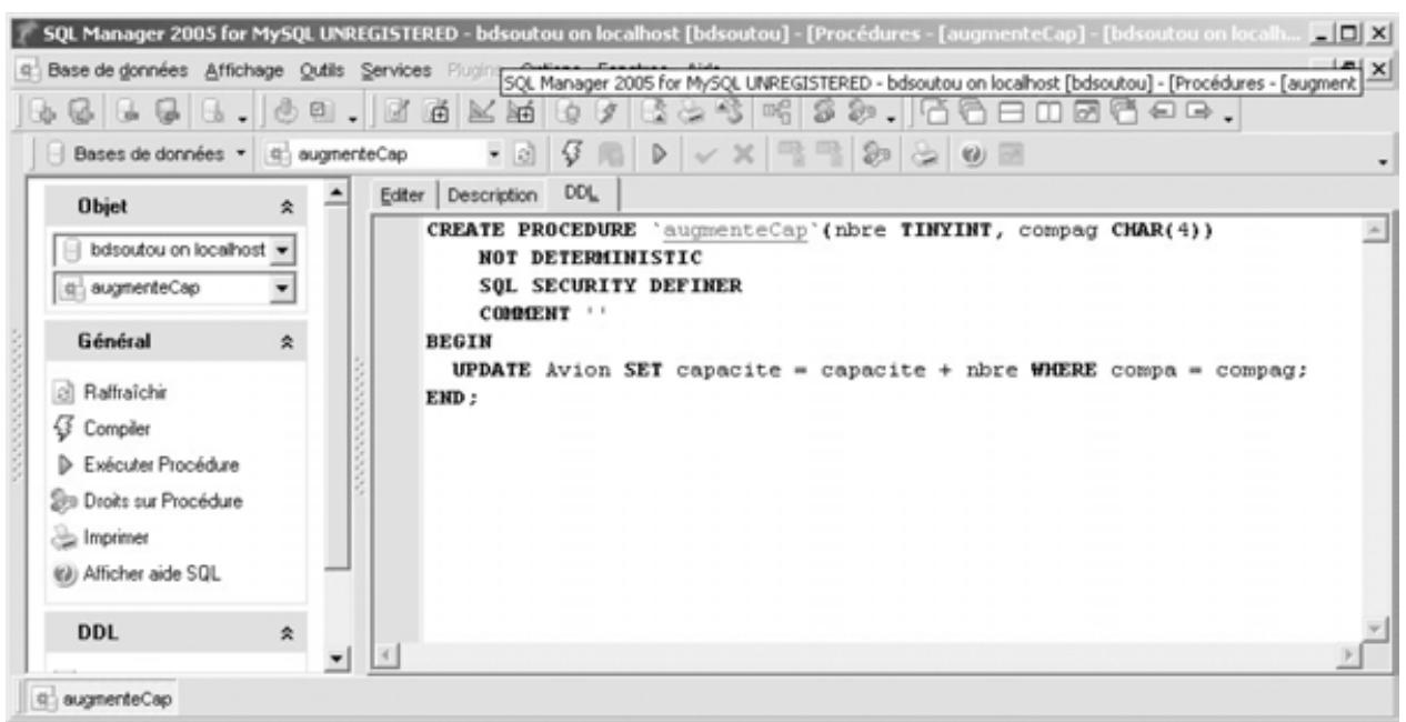 Figure 10-44 Procédure cataloguée 