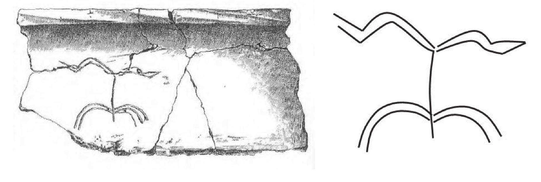 SLIKA 8. Antropomorfni prikaz na ulomku keramicke posude, Novigrad na Sa\ (Dimitrijevi¢, Tezak-Gregl, Majnari¢-Pandzi¢ 1998, 209; izradila |. Tur¢cin).  FIGURE 8. Anthropomorphic depiction on a fragment of a ceramic vessel, Novi grad on Sava. (Dimitrijevi¢, Tezak-Gregl, Majnari¢-PandZi¢ 1998, 209; made by |. Turcin). 
