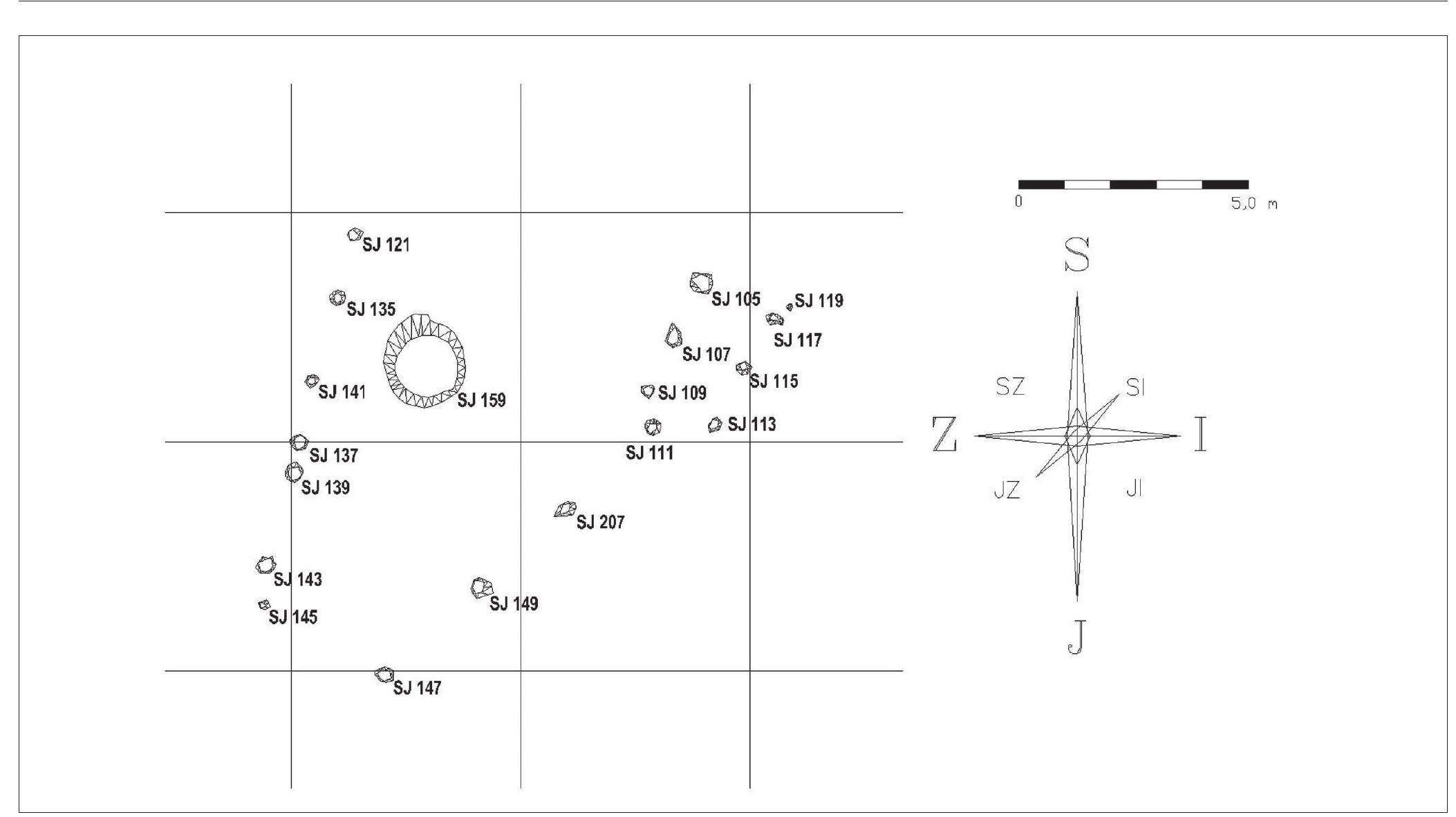 SLIKA 2. Tlocrt otkrivenog stambenog objekta (izradila A. Franji¢)  FIGURE 2. The ground plan of the revealed residential structure (made by A. Franji¢). 