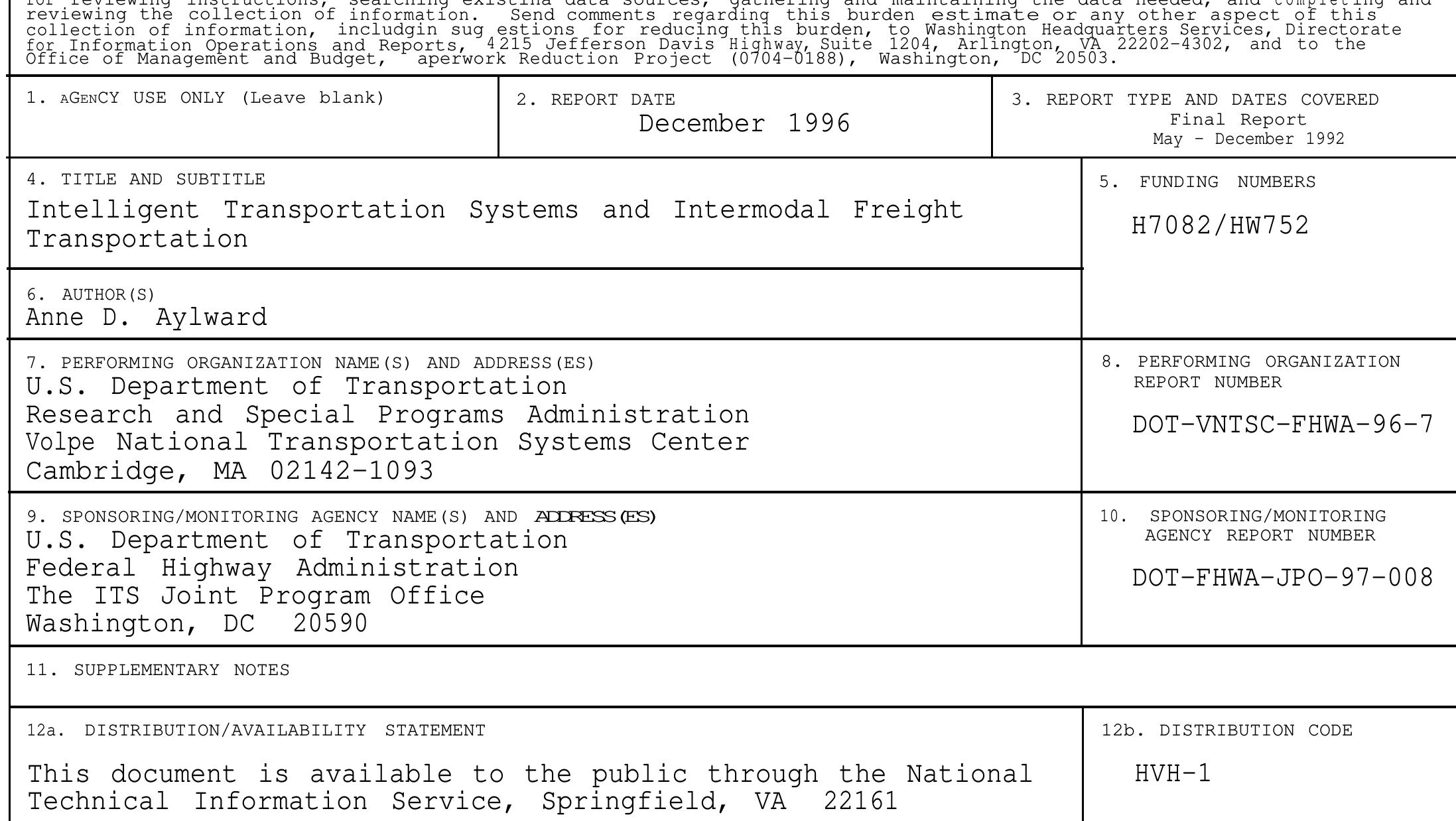 (PDF) Intelligent Transportation Systems and Intermodal Freight ...