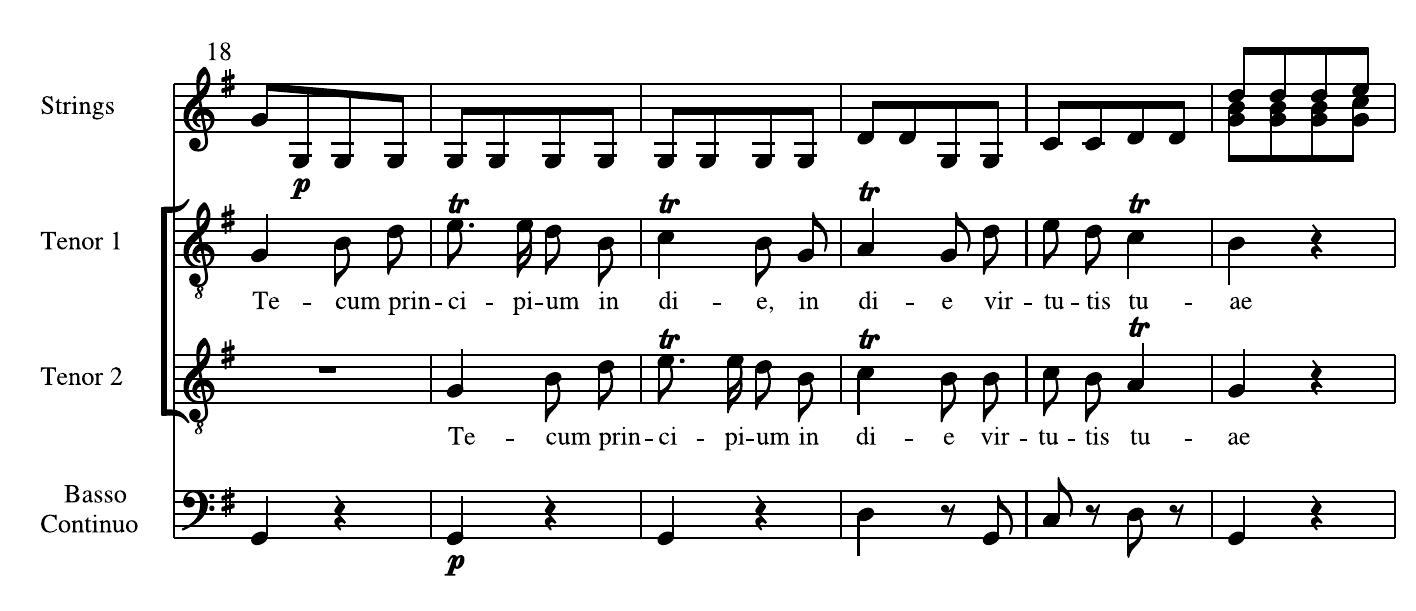 Example 6 “Tecum principum’, bars 18-23 