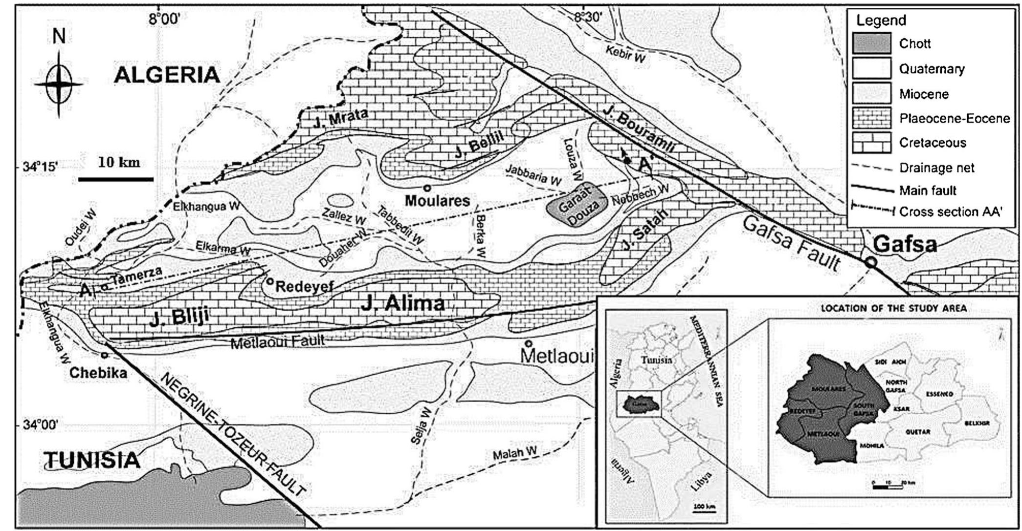 Simplified geologic map and location of the study area