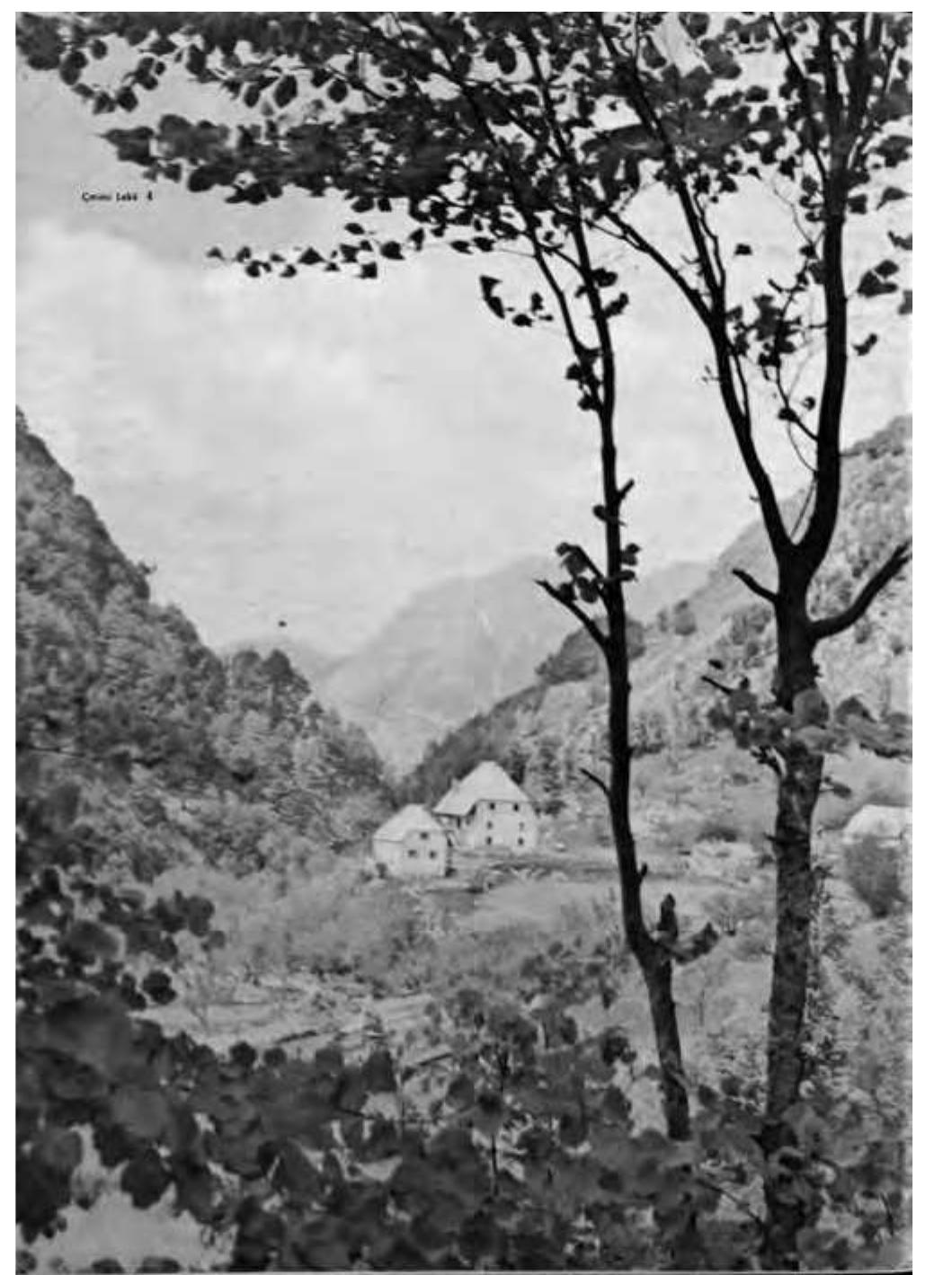 Photo 1 —View of Vermosh. Photograph by Refik Veseli, published in the magazine Yili in August 1976.  The arrival of an entirely new generation in the 2000s, represented here by Armanda Hysa and Nebi Bardhoshi, gradually rejuvenated the field by introducing research topics and new theoretical frameworks. Most importantly, they helped expand the horizons of a traditionally isolationist field, attending international conferences, engaging in foreign study tours, and, less frequently, conducting fieldwork projects abroad and initiating a critical meta-conversation about the value of ethnological production under communism. 