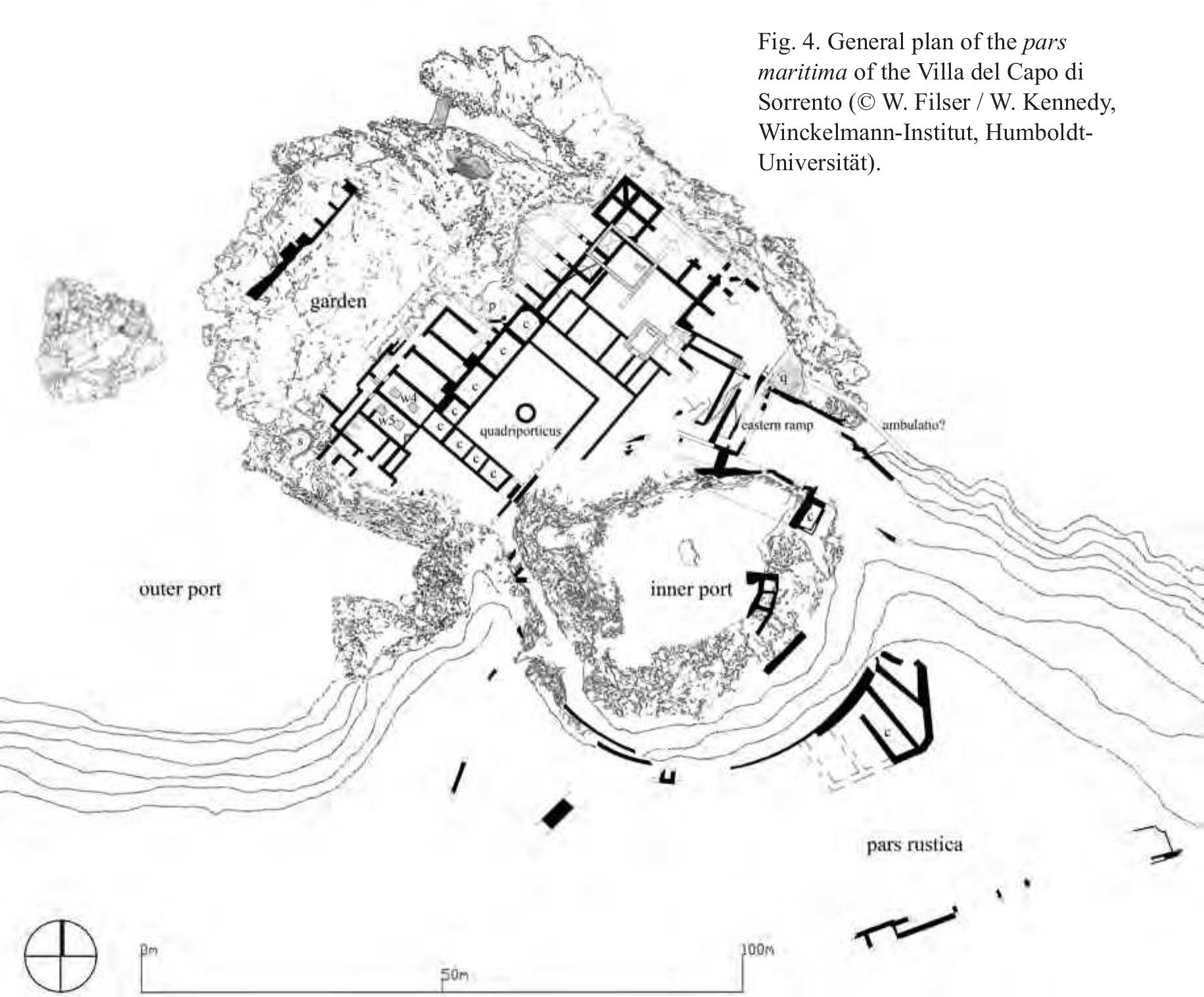 cut into the tuff cliff or set on the flat shore in front of them on the tuff side, irregular rock formations on the limestone side presented the possibility of engaging in pisciculture with- out interfering with the site’s natural appearance.” Contemporary texts and images indicate that exceptional landscape details, such as grottos or rocky islets in front of the coast, served as an incentive for building maritime villas; such buildings are depicted in wall-paintings as if seen from the sea (cf. below, with figs. 28-29), strongly emphasizing their main fagades and their topographic framing.® 