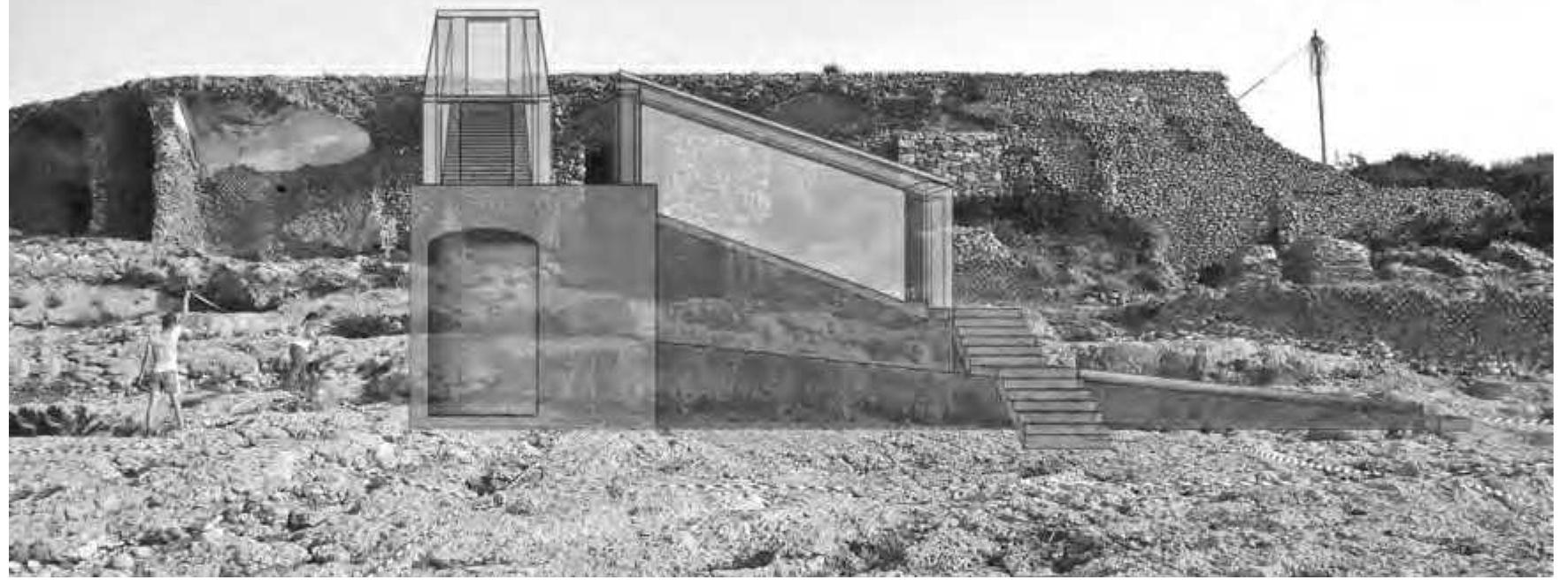 Fig. 22. Schematic reconstruction of the ramps which connected the quadriporticus to the garden area (© G. Sommer, BASD / W. Filser, Winckelmann-Institut, Humboldt-Universitat). 