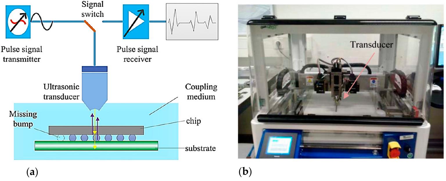 Sam method for inspection of ic packaging: (a) schematic