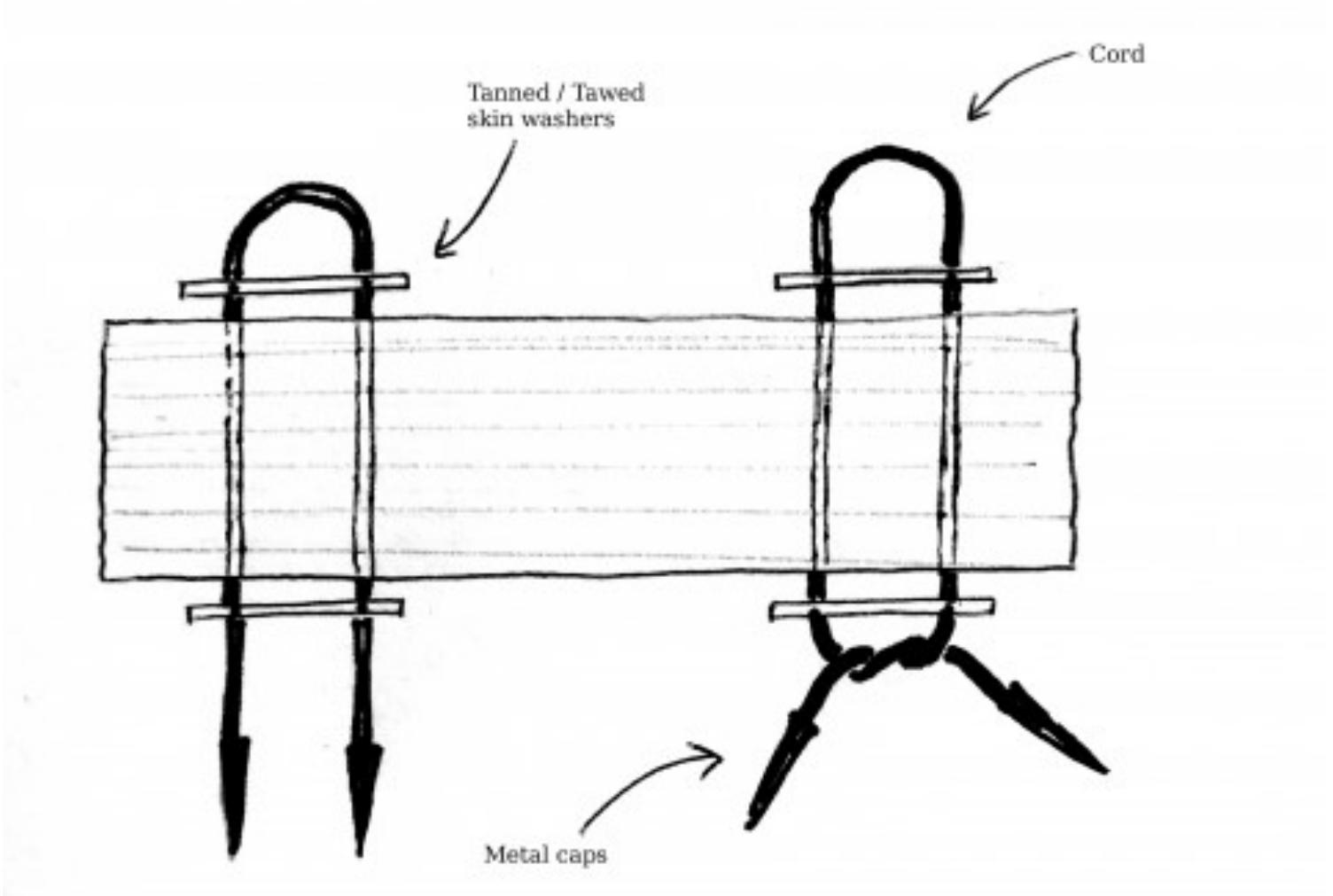 As the primary stitching passes the textblock, endleaves, boards (made of a thick paper board), and parchment covers, all at some distance from the spine, it also prevents the volume from opening completely if the cords are tightly knotted at the end (fig. 5). The cords employed for stitching in the volumes of the CRS, however, were left unknotted, or loosely knotted. This had a double advantage: on the one hand, it allowed some slack to the block when open; on the other, it did not prevent the addition of records or supplementary material.5” Noticeably, this ostensibly material operation was of paramount importance for the conservatoria office — a practical expedient which was necessary for modifying the budget of the realm according to all the modifications in bookkeeping procedure made throughout the  year   Fig. 4 — Primary stitching as seen from the spine. 