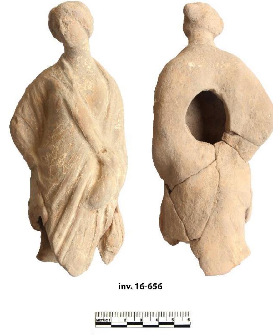 Plateia B, also contains a brick with a circular depression next to the door jamb (like that mentioned for the doorway between Rooms 2a and 2b), indicating that this opening was se- cured with a swinging door. A brick threshold was also added between Room 2b and Room 6b, though it did not preserve any evidence for the operation of a door. The Phase 3 floor level in both 2a and 2b is consistent with that of newly formed Rooms 6c, 6a, & 8 (see below). We note that here no floor surface was found between the earliest floor (Phase 1) and the installation  of the final floor (Phase 3) before abandonment. In Trench 42 avidence of activity in 