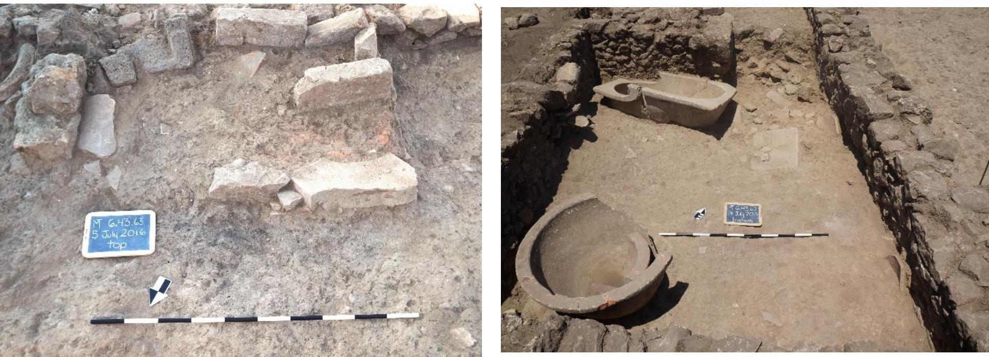 Fig. 28. Brick platform with burned soil and ash in Room 8, looking _ Fig south. an  1g ~~ Fig. 29. Room 7 with early Phase 3 surface showing the empty basin and bathtub, looking north.  R. Souza— A. Walthall — J. Benton — E. Wueste — A. Tharler — B. Crowther — C. Schirmer e Preliminary Report on the 2016 Field Season of the Ame: Excavations at Morgantina: Contrada Agnese Project (CAP) 