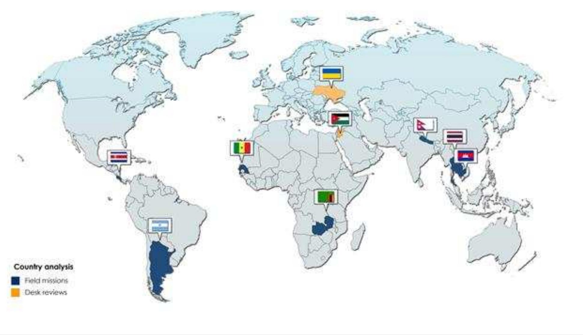 Country Selection Map showing case study countries details of country