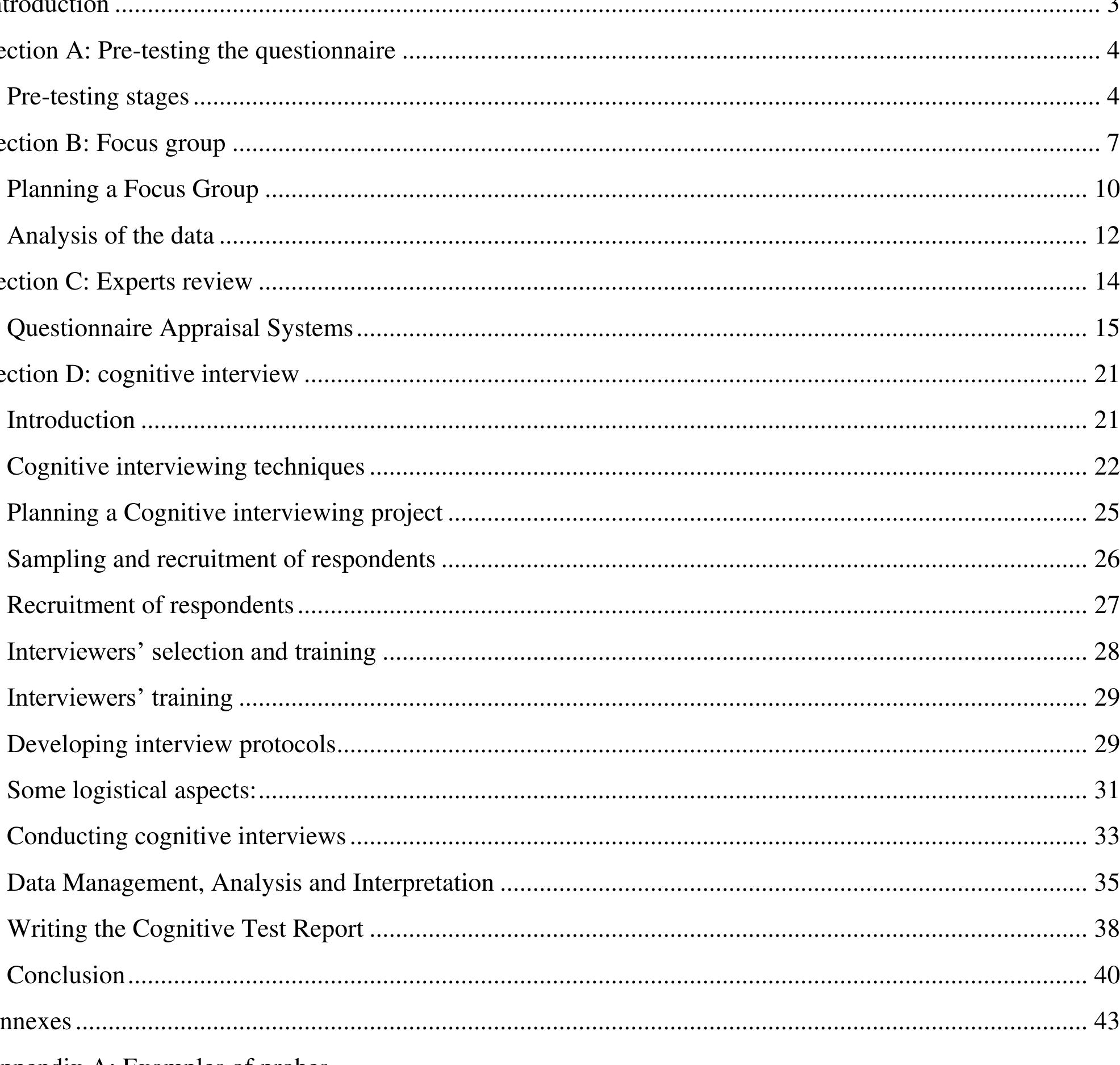 Table 1 - from QUALITATIVE METHODOLOGIES FOR QUESTIONNAIRE