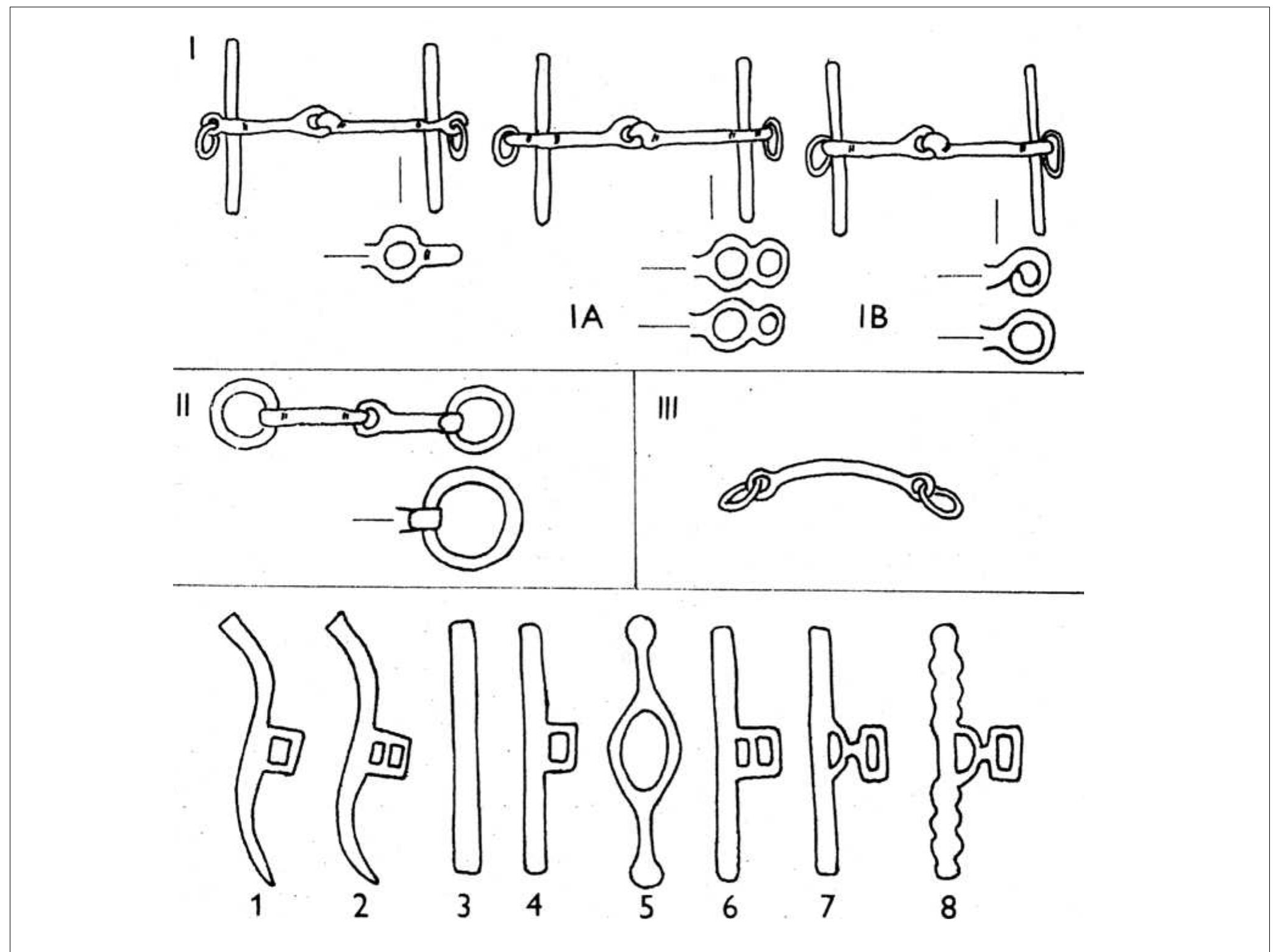 FIGURE 5. The typology of bits according to Méchurova (Méchurova 1984, 267, PI. 1).  SLIKA 5. Tipologija Zvala prema Méchurovoj (Méchurova 1984, 267, T. |). 