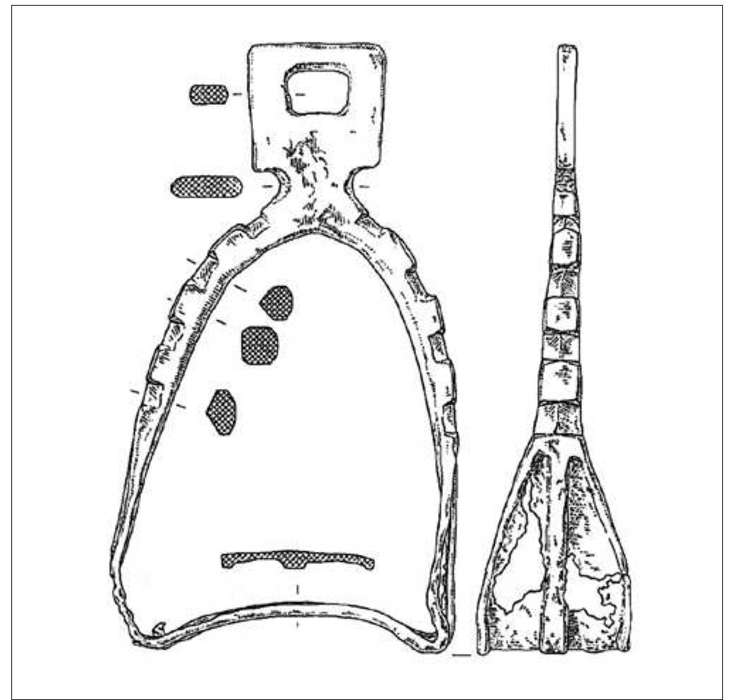 SLIKA 15. Stremen iz Gradis¢a nad BaSljem, Slovenija (Karo 2004, 167, Abb. 3: 1).  FIGURE 15. The stirrup from Gradisce nad Basljem, Slovenia (Karo 2004, 167, Fig. 3:1). 