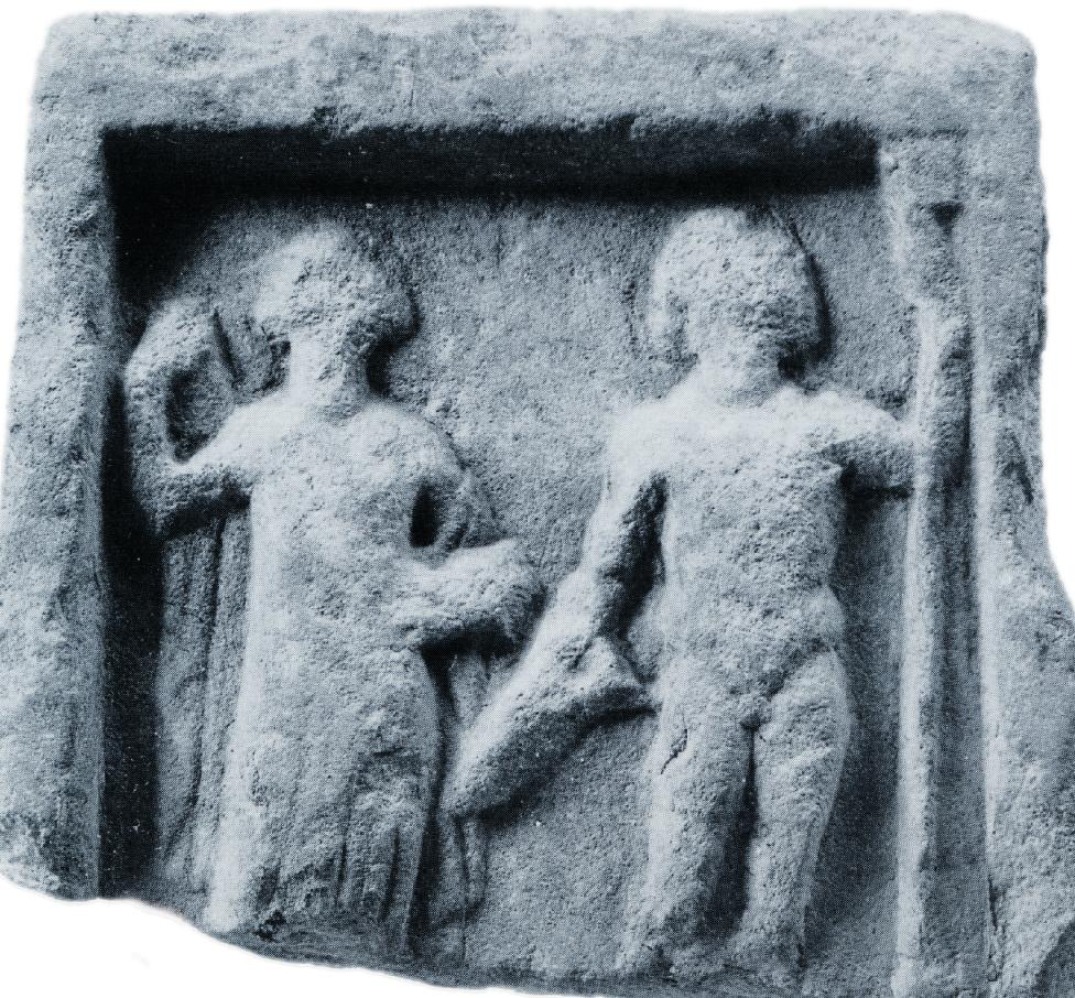 Figure 20.8. Archaeological Museum, Thessaloniki. Votive relief with  Amphitrite and Poseidon, Roman Imperial period, inv. no. 1122. @ Asehasnlastanl Mice Al Theseealanik: / 
