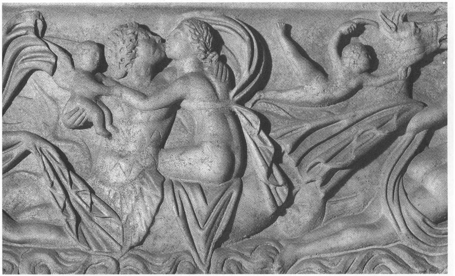 Figure 3. Kissing sea centaur (with Eros) and Nereid on a sarcophagus, second century c.e. Musei Capitolini, Rome. Photo: Hirmer. 