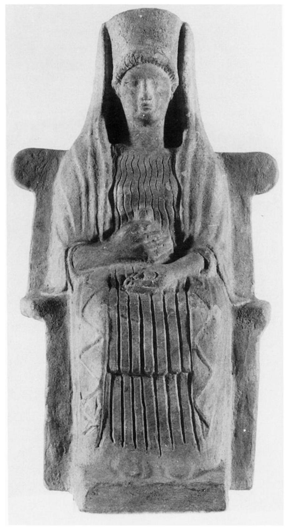 Fig. 7. Demeter with pomegranate. Statuette from the De- meter Malophoros sanctuary at Selinus. Palermo, Museo Regionale, inv. 395. (Courtesy Museo Regionale, Palermo, neg. 6307) 