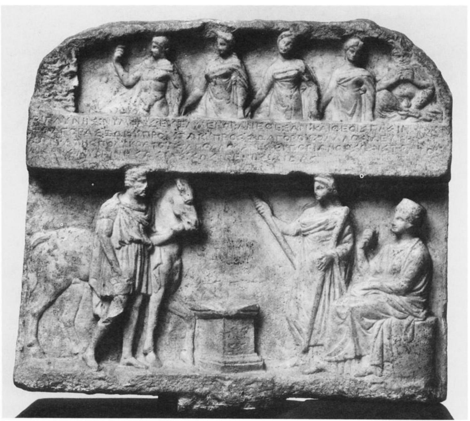 Fig. 12. Demeter and Persephone with the nymphs and Pan. Votive relief from the Ilissos. Berlin, Staatliche Museen, inv. Sk 709. (Courtesy Antikensammlung, Staatliche Museen zu Berlin, Preus- sischer Kulturbesitz, neg. Sk 3259) 