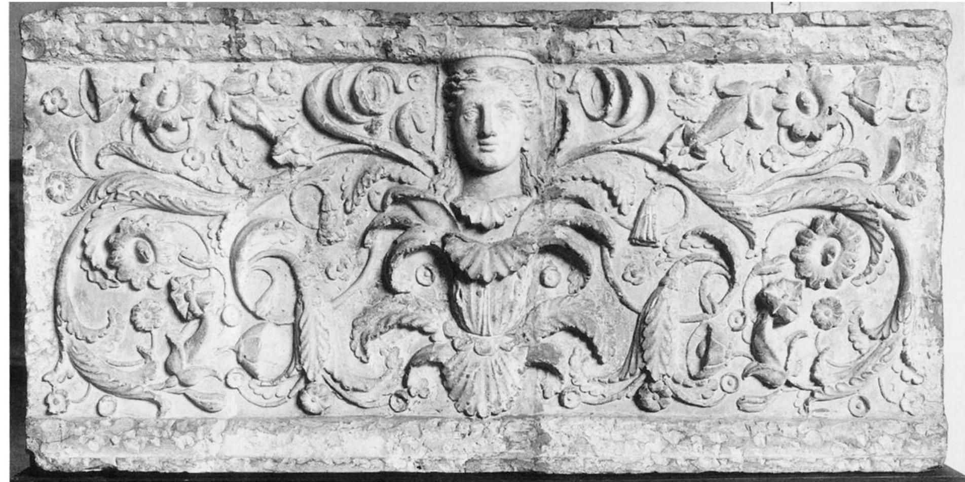 Fig. 13. Ceres rising out of floral scroll. Architectural terracotta acquired at Rome. Copenhagen, Glyptotek Ny Carlsberg, inv. 1716. (Courtesy Ny Carlsberg Glyptotek) 