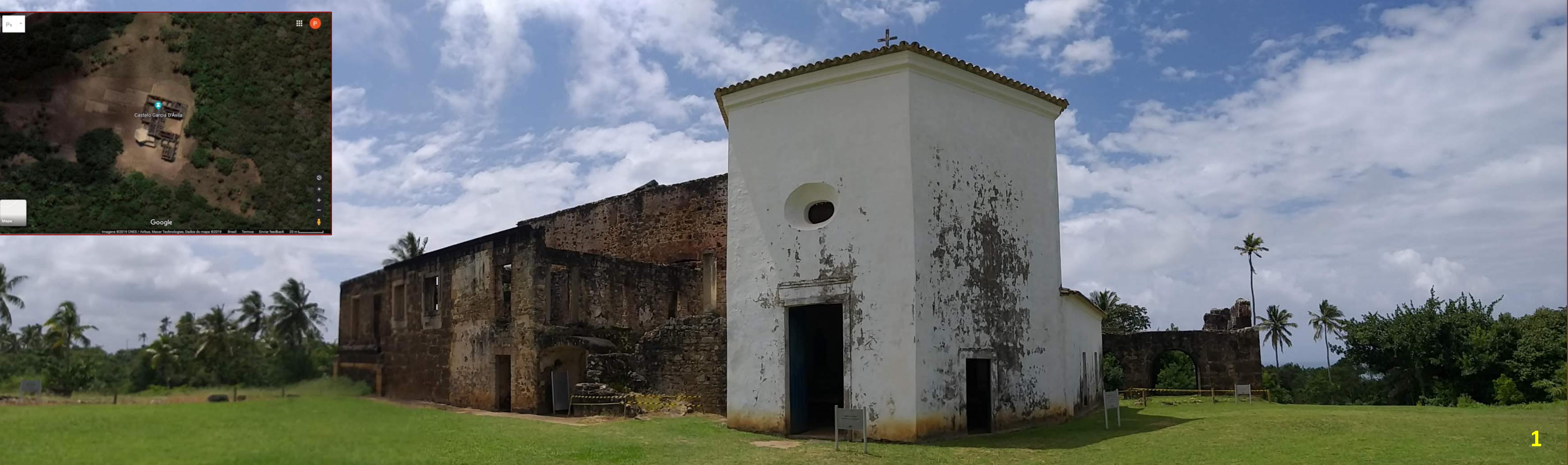 Fort Garcia D'Avila represents the home of an important Bahian family between the 16th and 19th centuries, who Nas directly involved in the processes of territorial conquest and accumulation of vasts lands during this period, as well IS on the exercice of great influence in the spheres of power with the administration colonial. Its heritage was -onstituted at the expense of wars against the enslaved Indians, in the search for silver mines, and also the use of the 1OUSe as an important local military expression.  The architectural ensemble of the Casa da Torre was craved in a strategic-military function, consisted of a tower, thapel and residence, which over the centuries had its facilities renovated and expanded.  The chapel was built by Garcia d'Avila the Elder in the mid-16th century, in a Renaissance style, but of medieva irit. The building has three doors and its roof houses hexagonal vaults. 