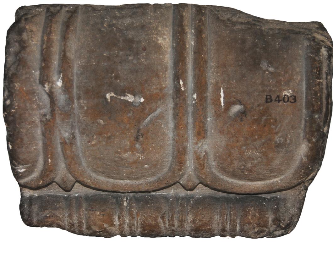Fig. 14: Architectural fragment (ege-moulding) from the Archaic Heraion of Naukratis. British Museum B403. © Trustees of the British Museum. 