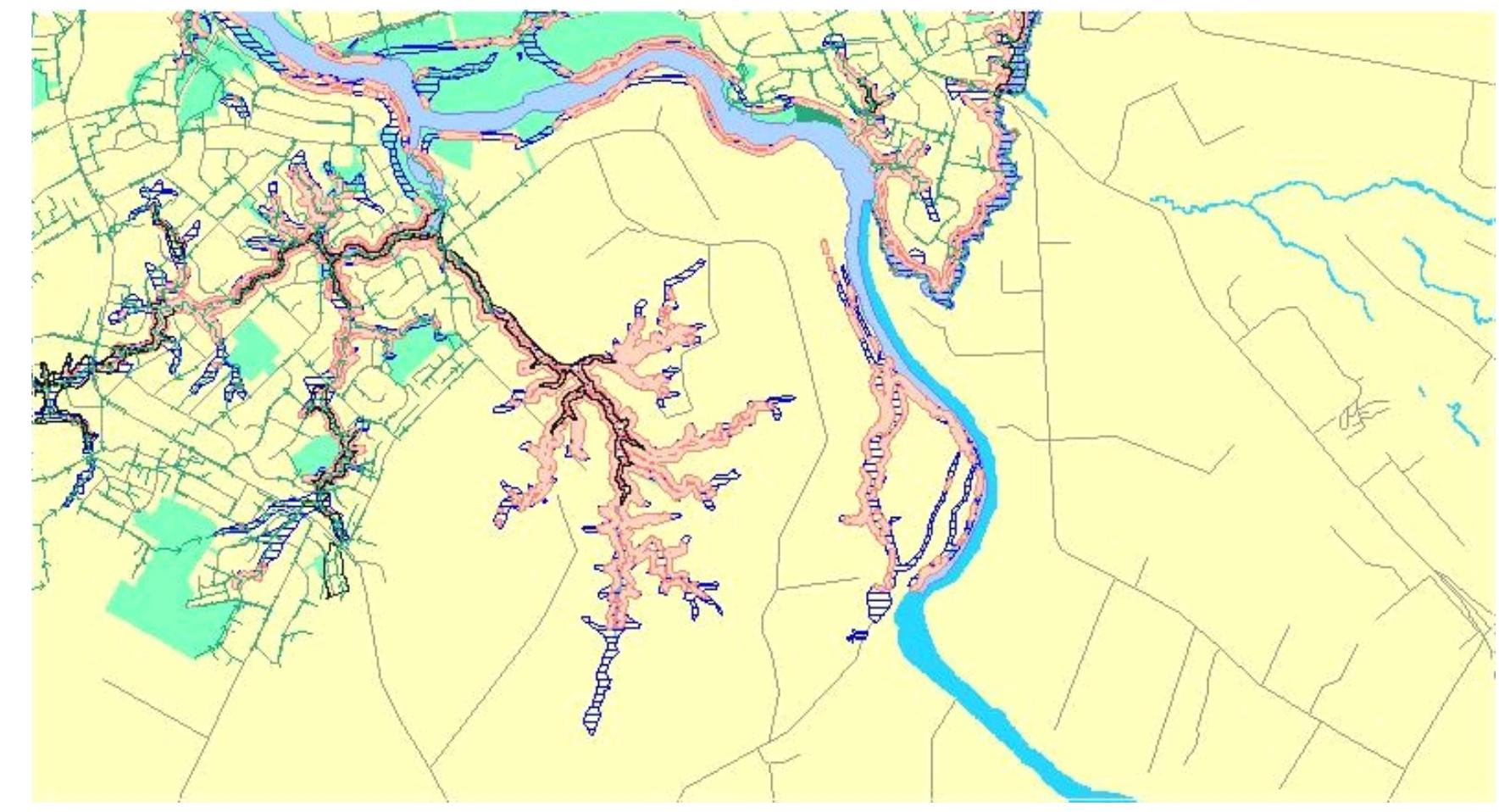 Figure 1.3. The Water /Gully systems of Peacockes. (Hamilton City Council ) 