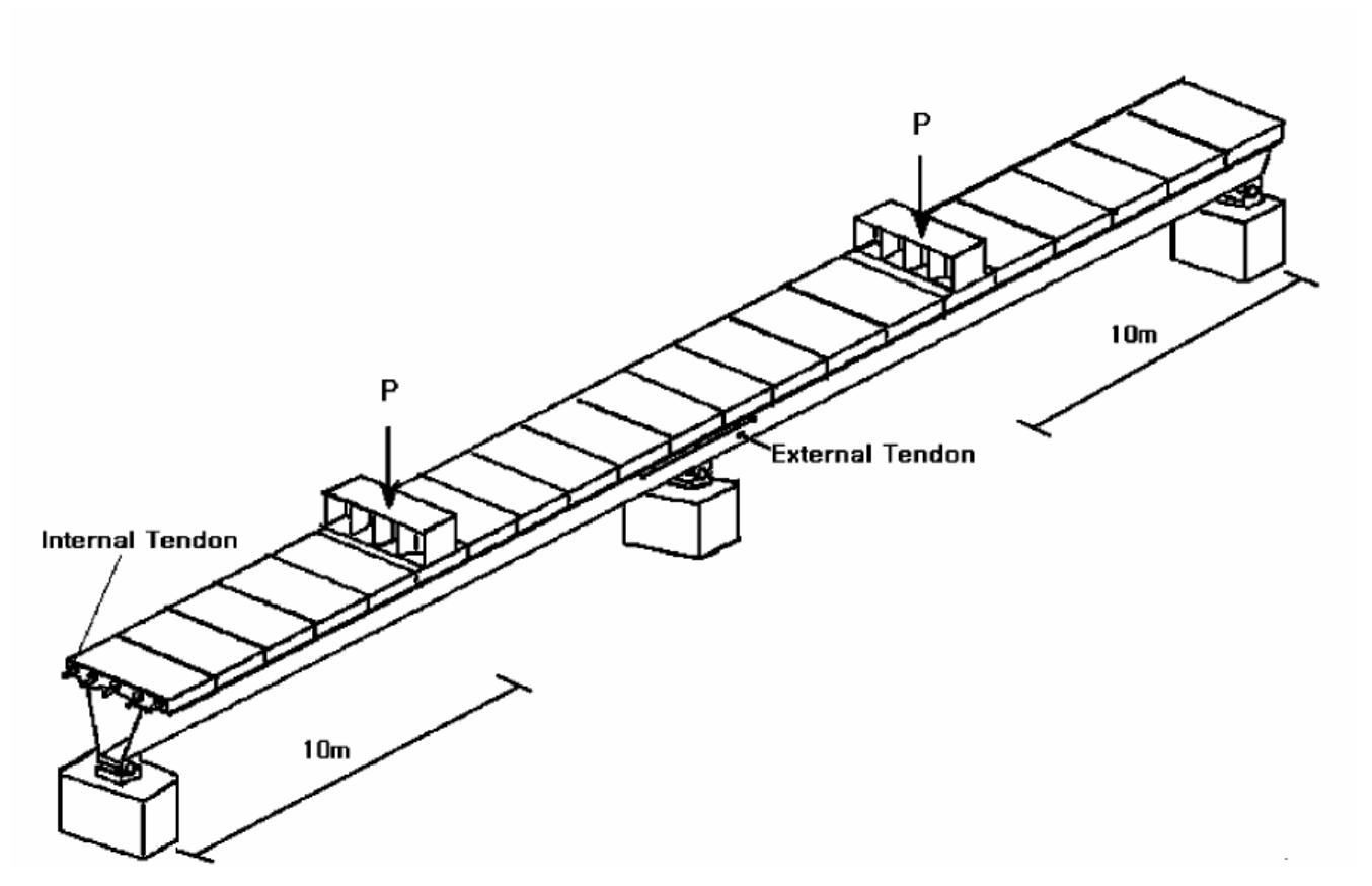 Tendons In Beam 4 test set-up for a continuous box girder beam, ryu et al.