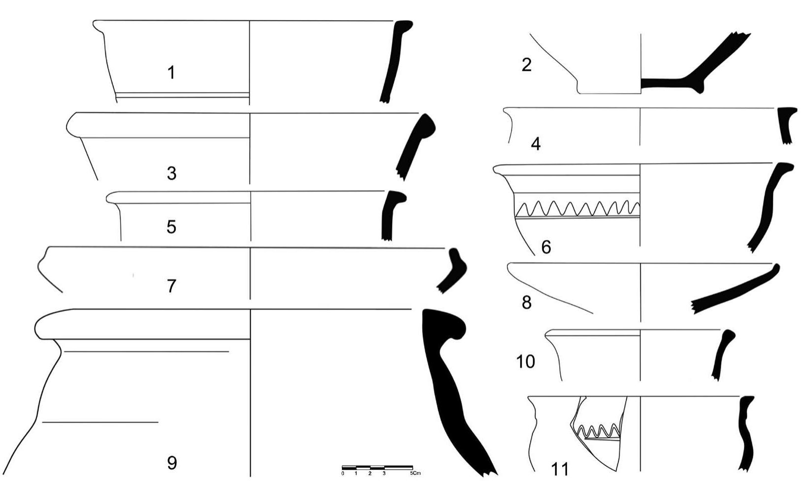 Fig. 11 — Trench E - Phase 9 Ware Forms (© Sardari).  Cultural Sequences 