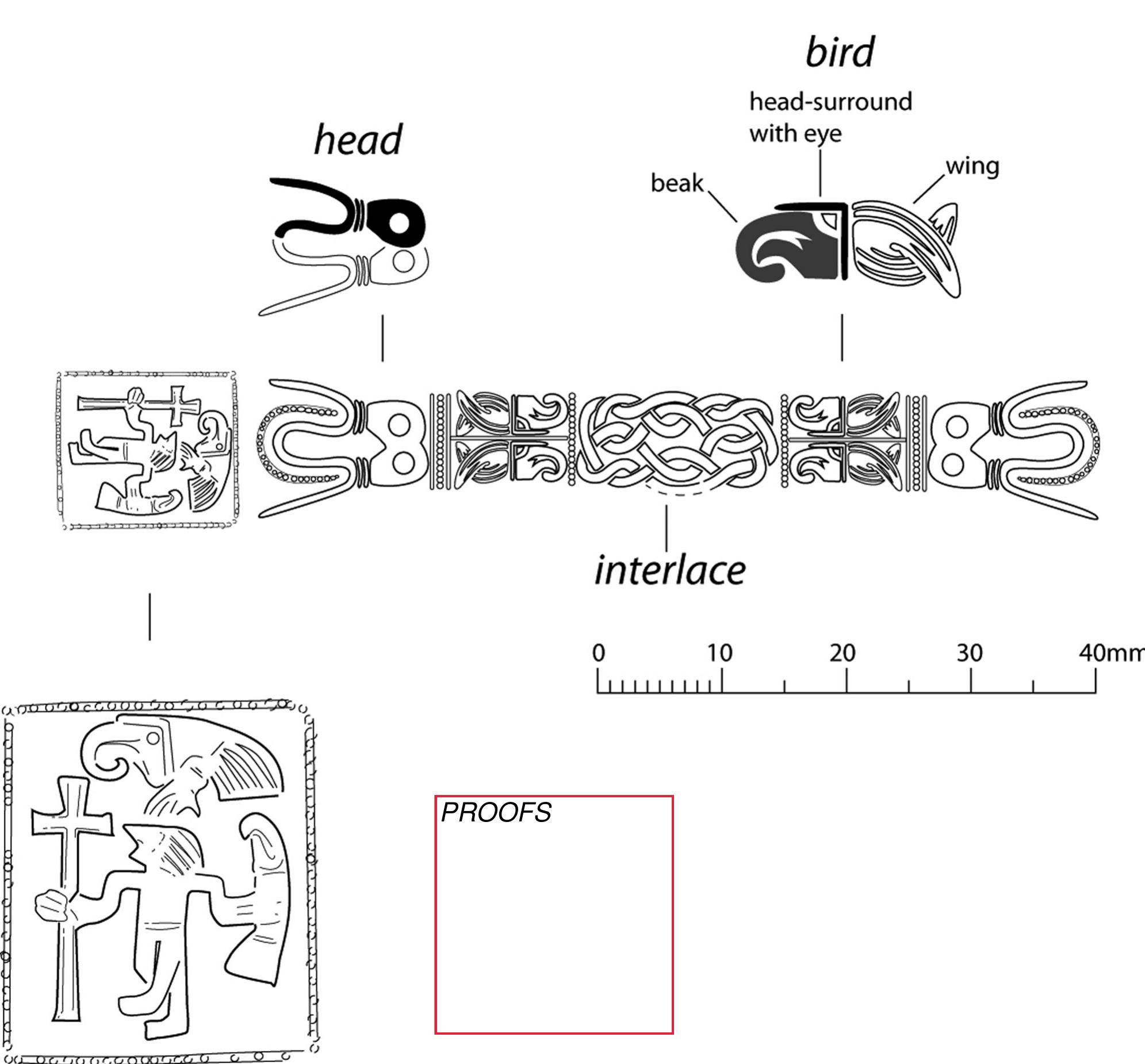 Figure 2. Line drawing of the decoration on the northwest Essex ring. (Courtesy of Chris Fern.) 