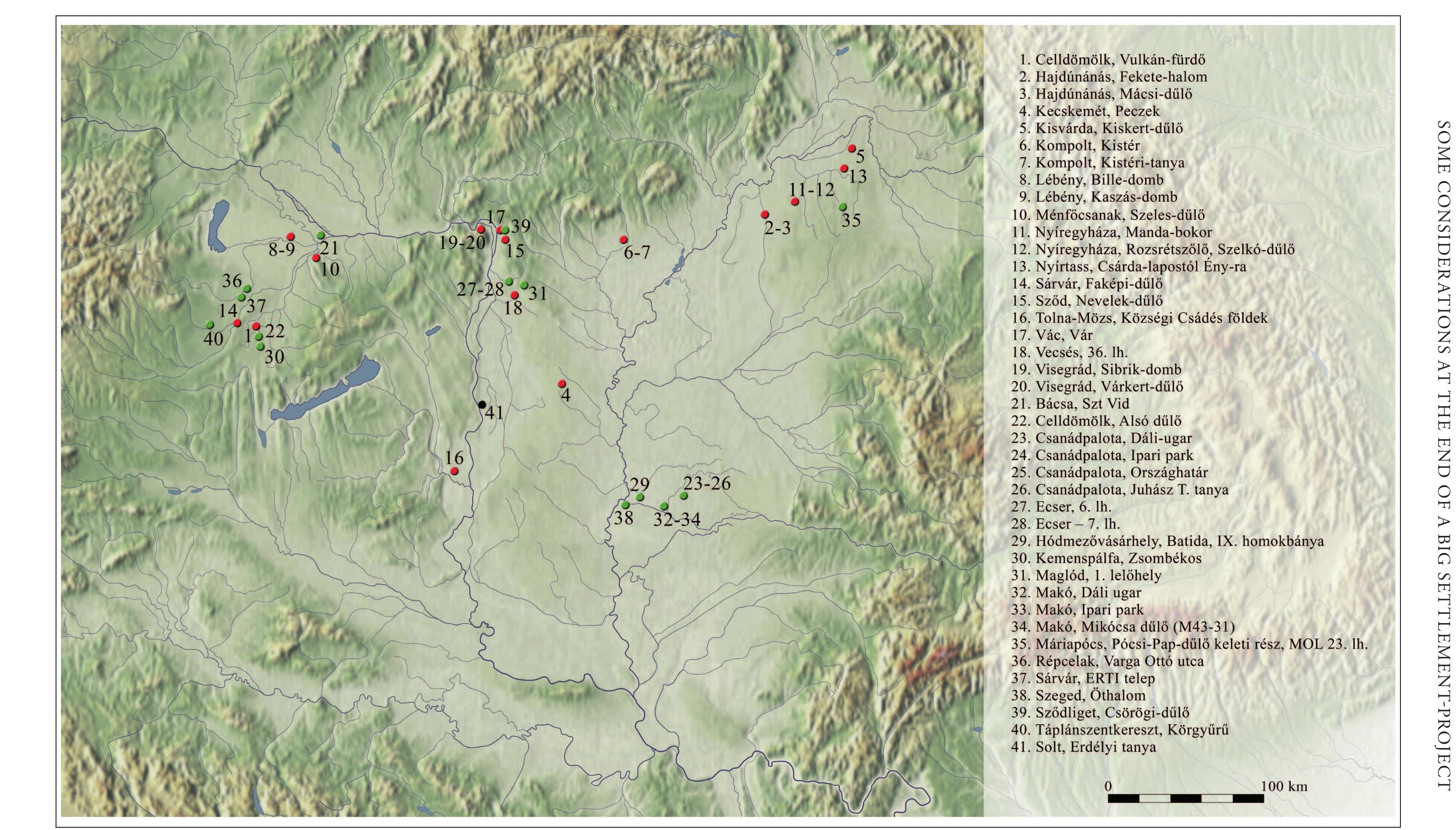 Plate 1. Archaeological sites analysed in the frames of the project: "The centuries of transformation. The settlements of the central parts of the Carpathian basin in the 8th - 12th centuries". 